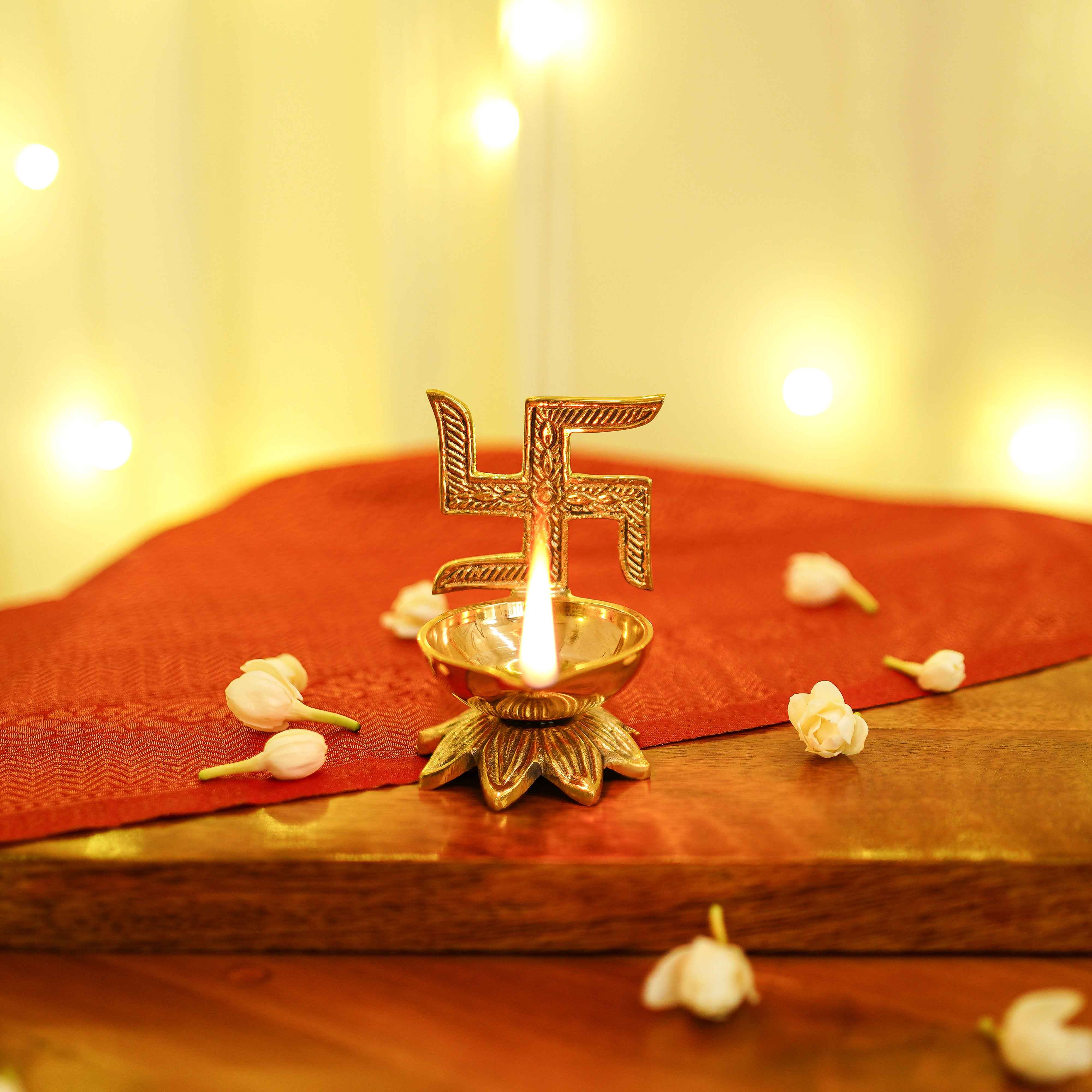 Brass Swastik Diya