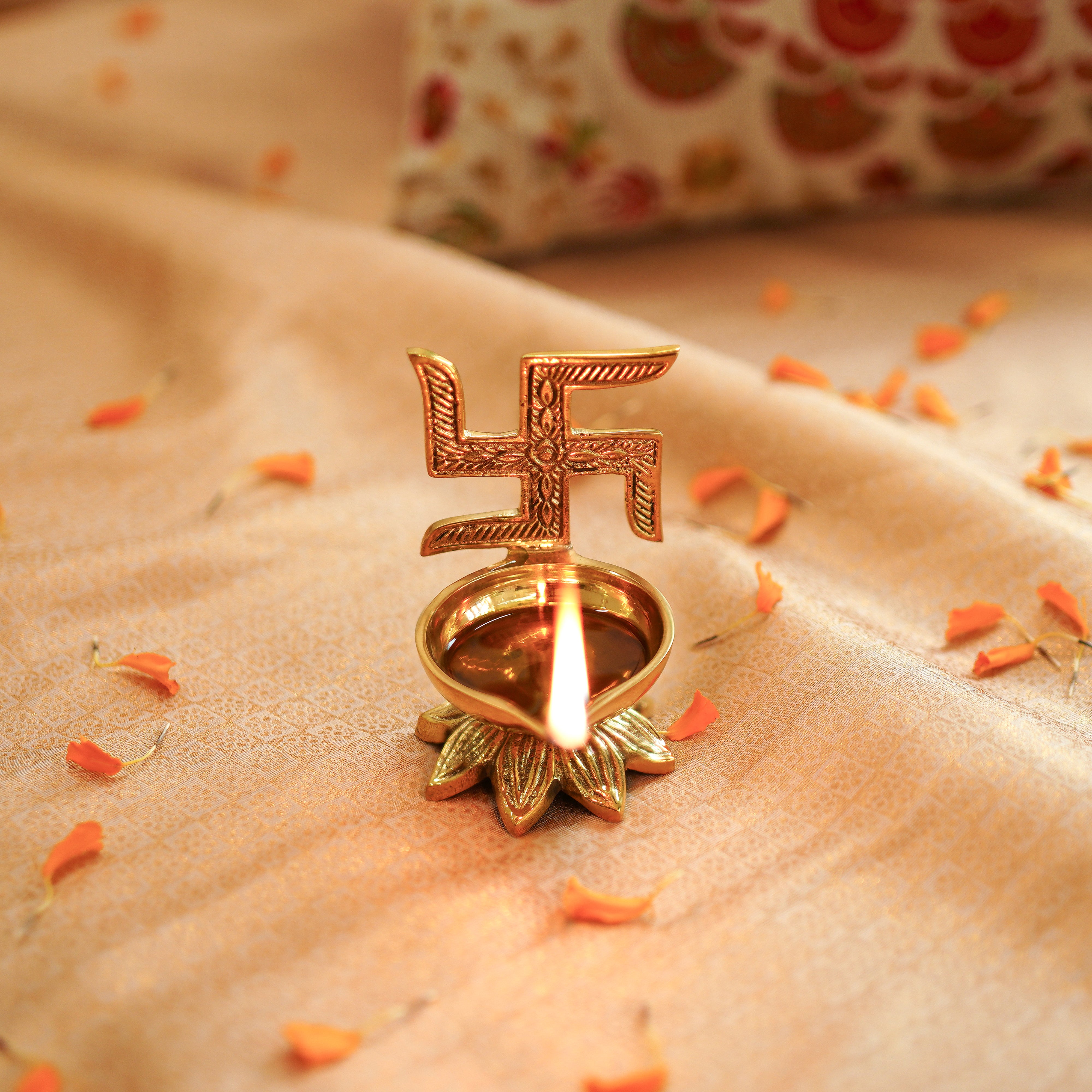 Brass Swastik Diya