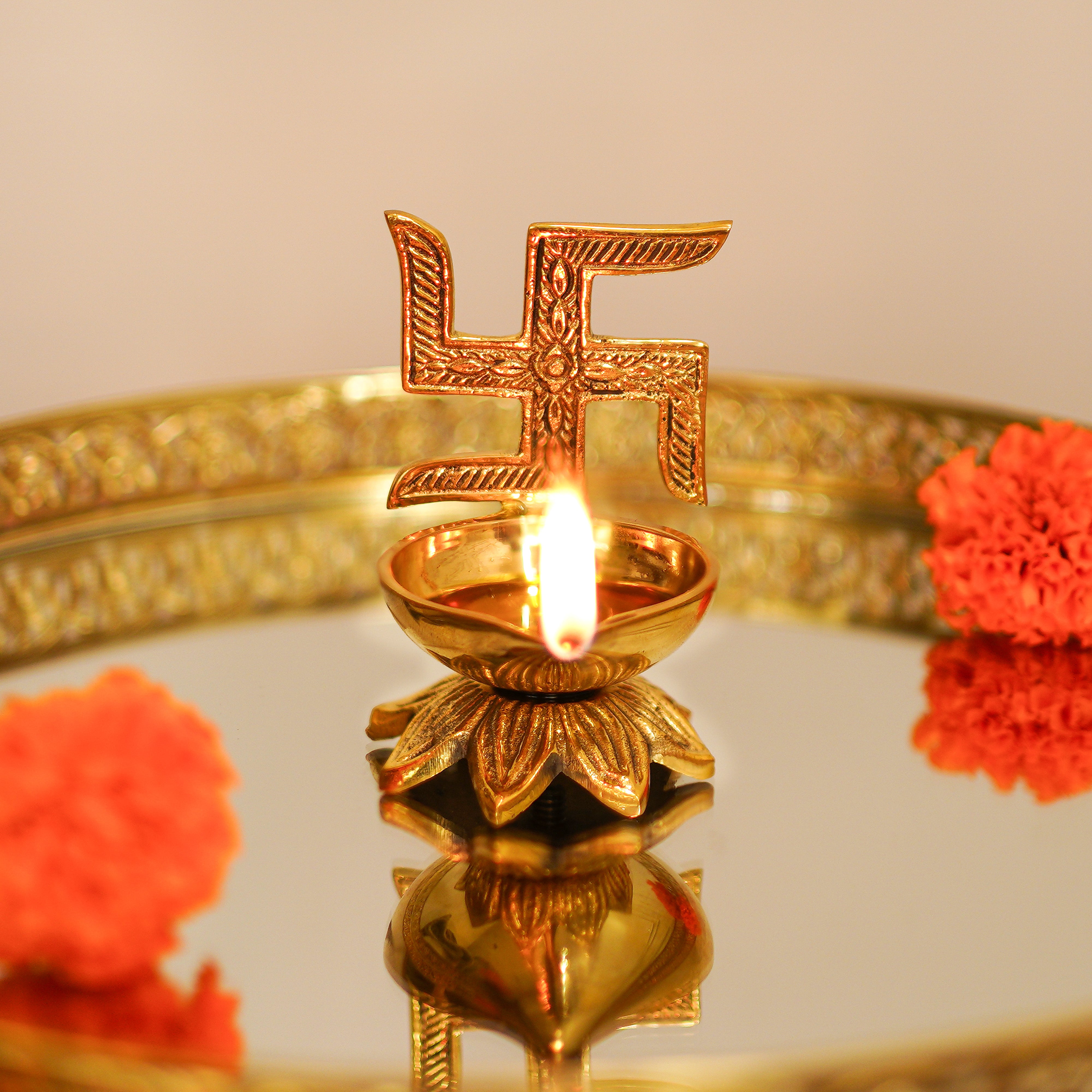 Brass Swastik Diya