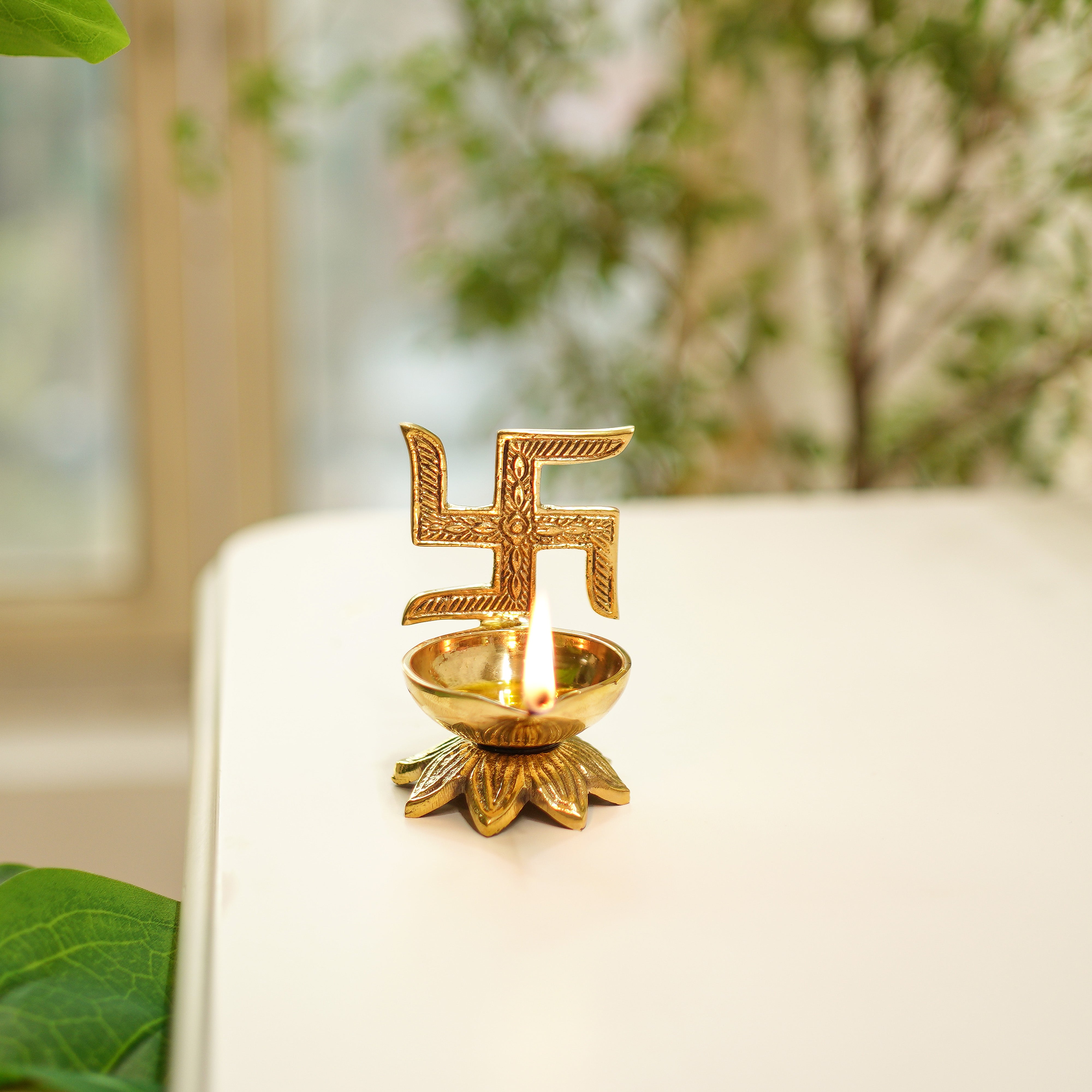 Brass Swastik Diya