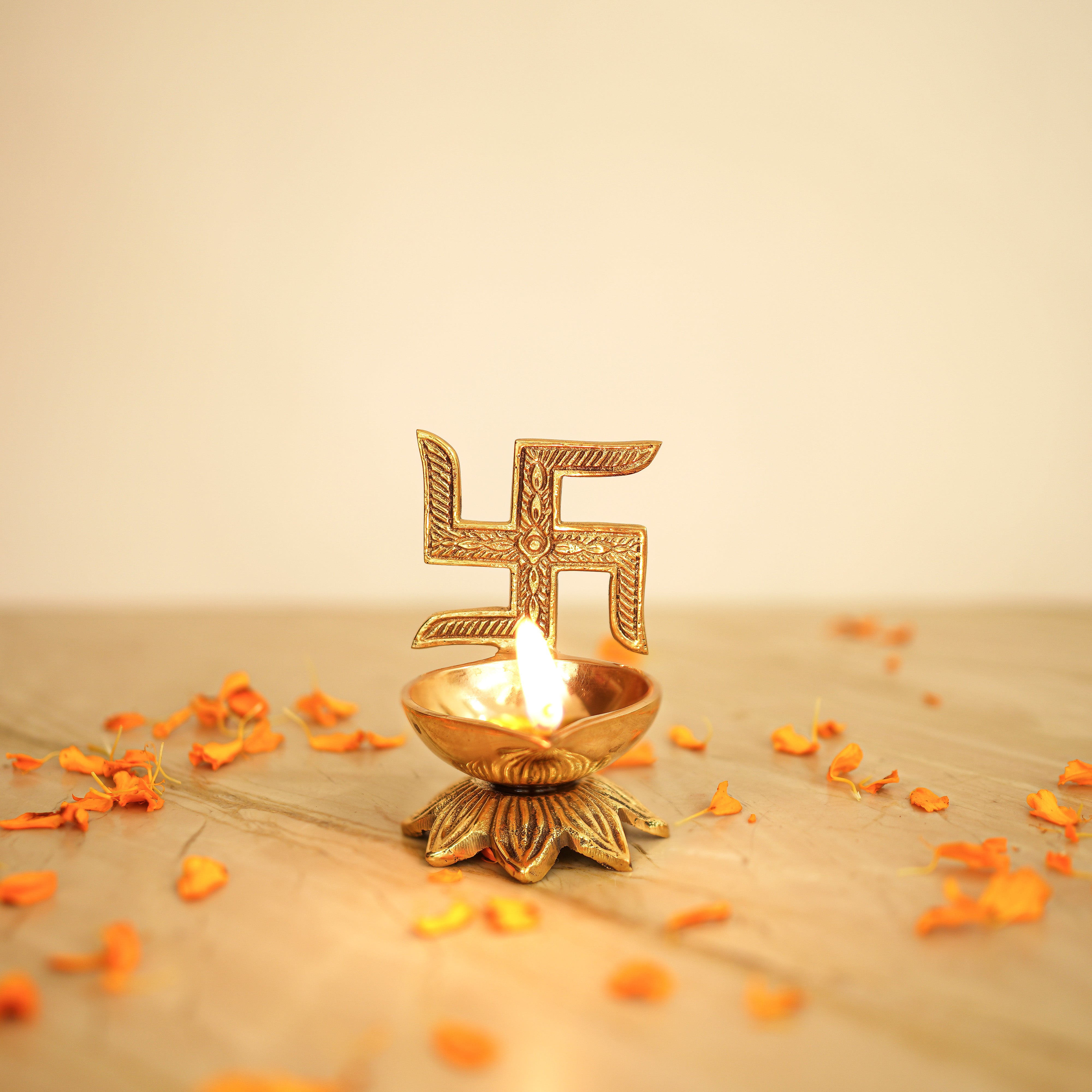 Brass Swastik Diya