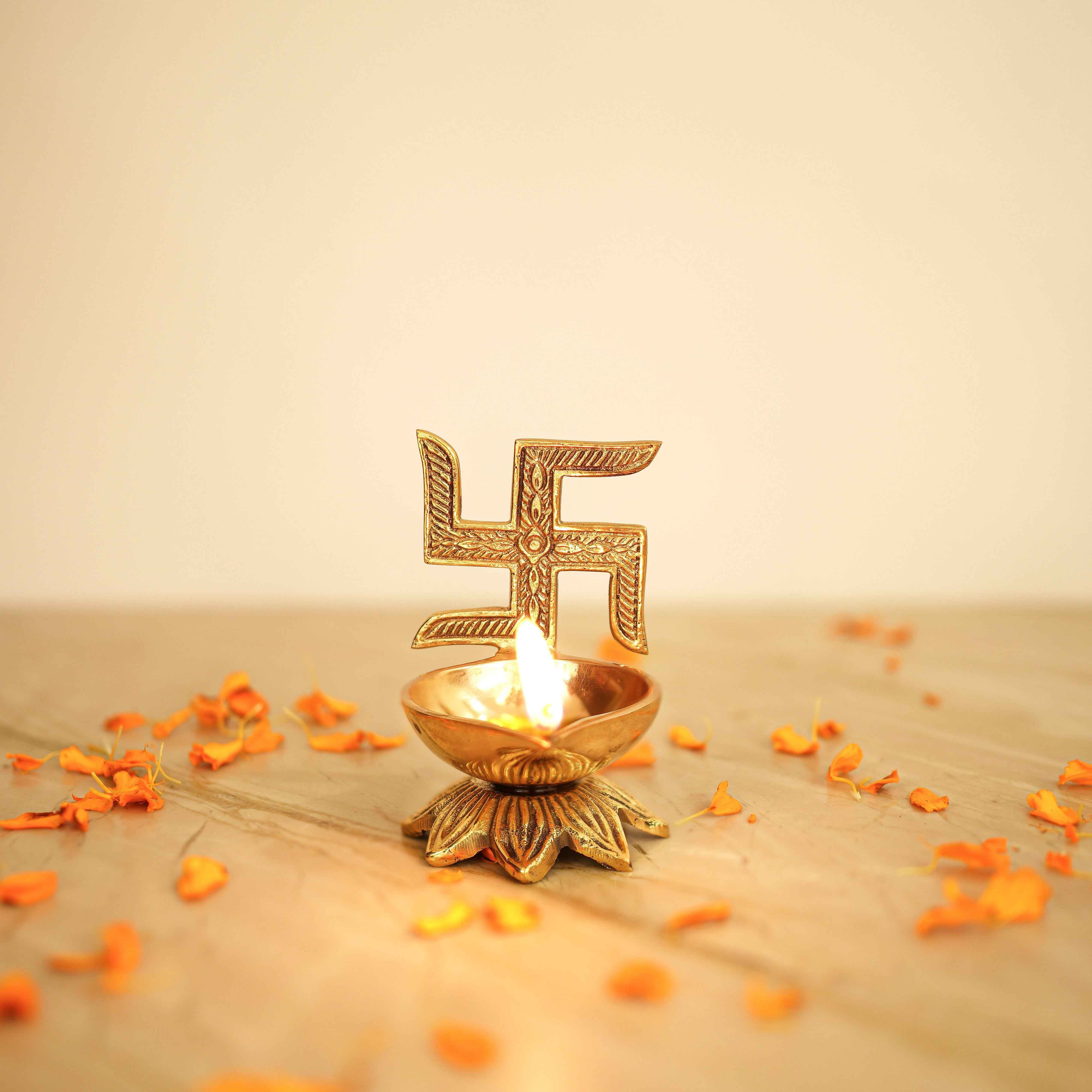 Brass Swastik Diya