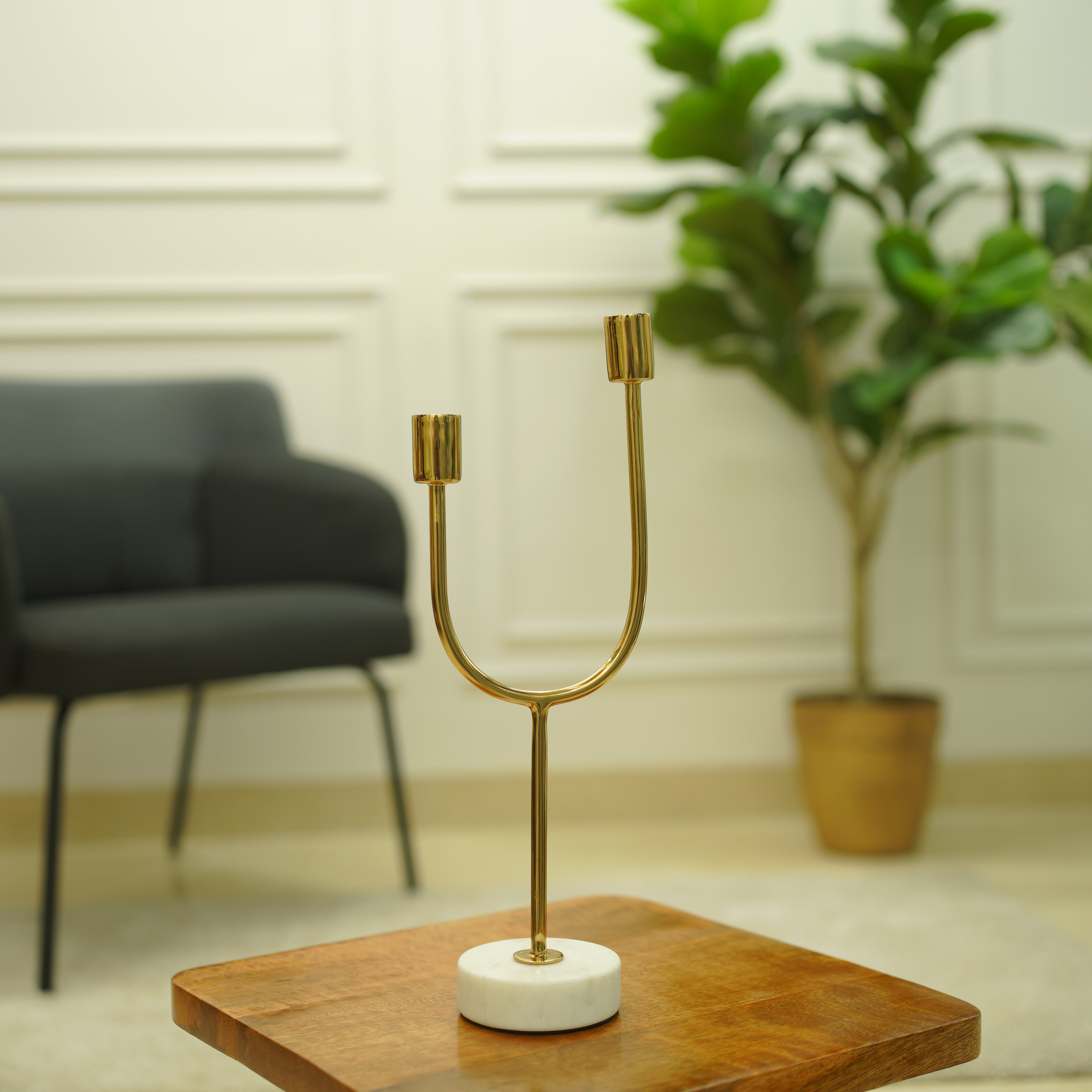 Golden Arc Dual Candle Holder