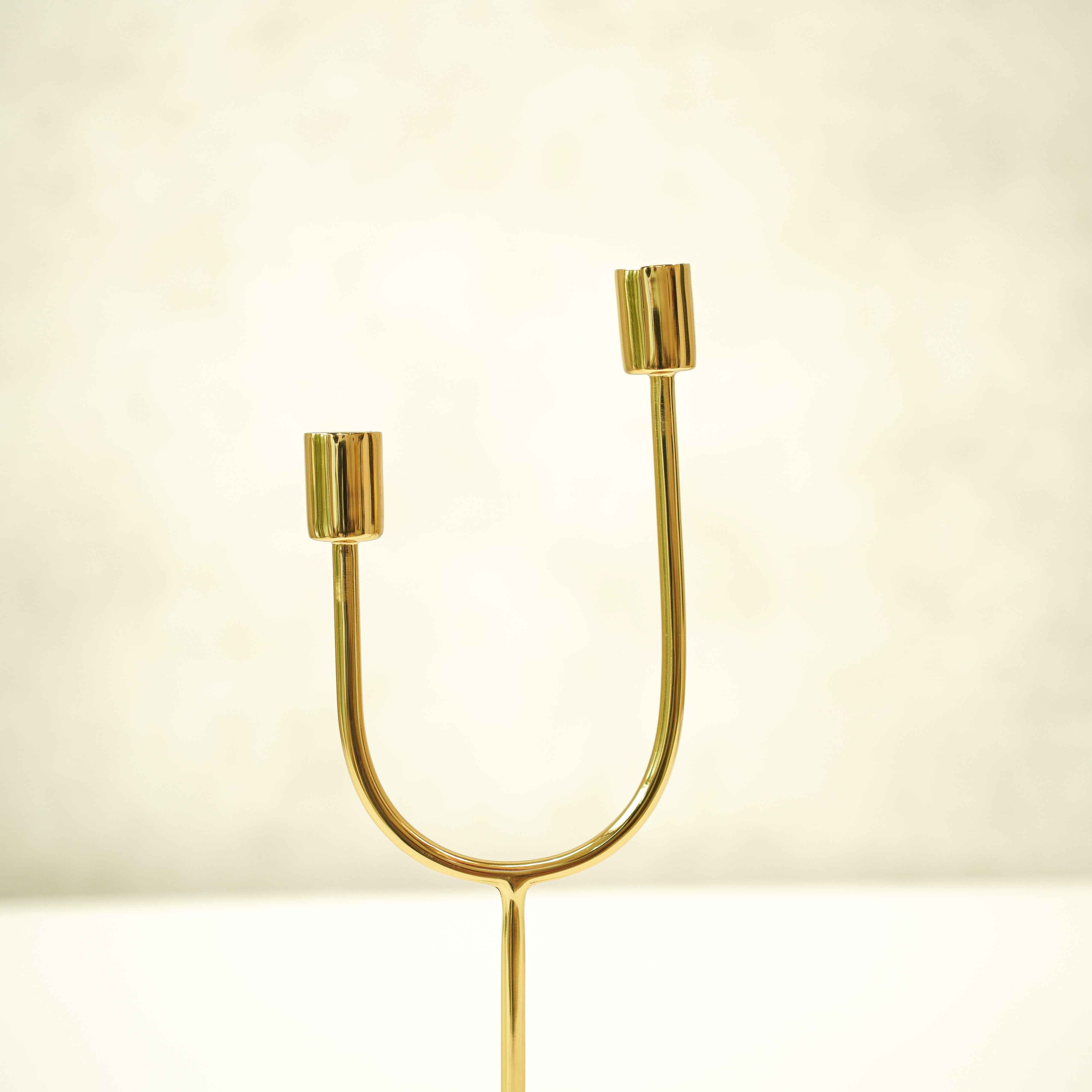 Golden Arc Dual Candle Holder