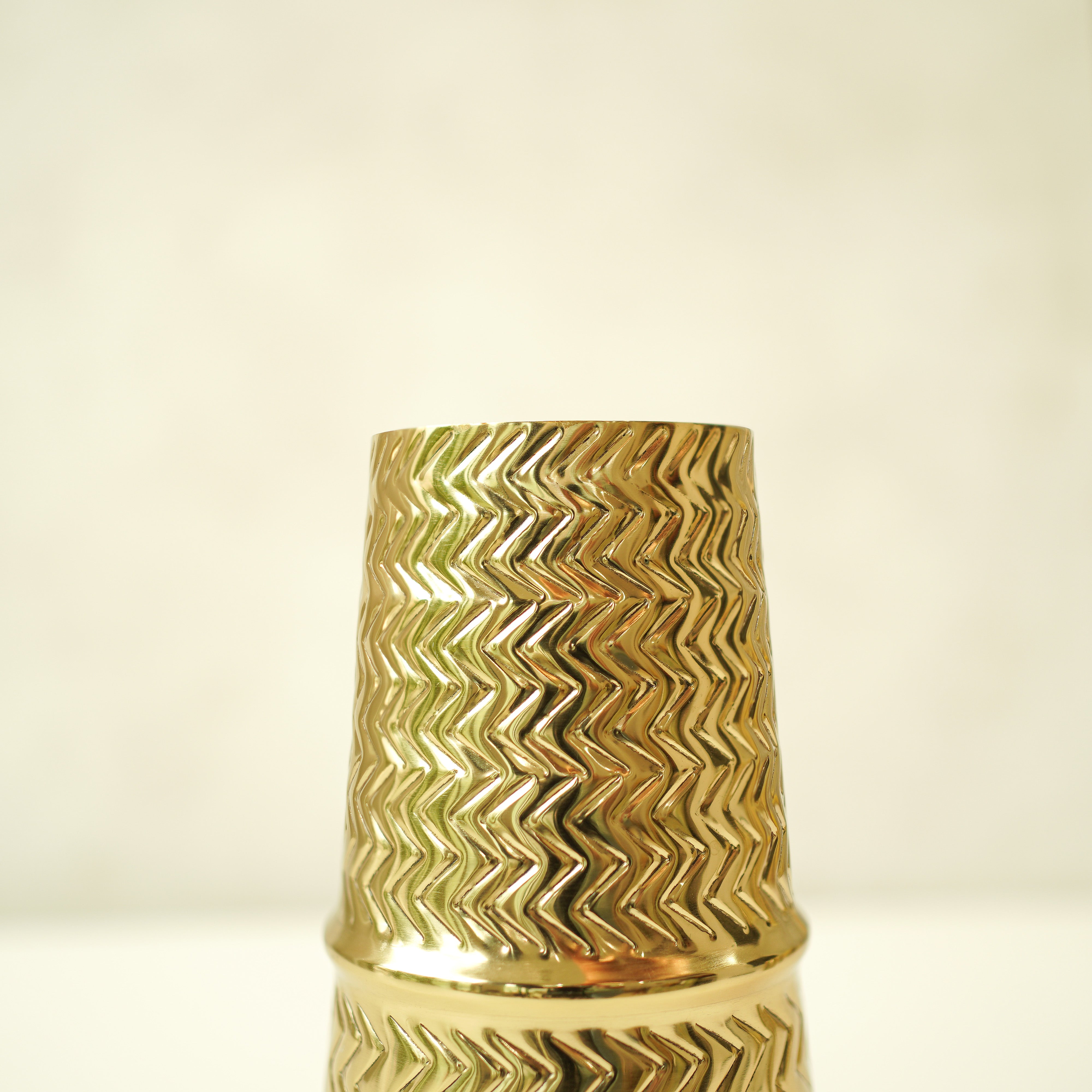 Arrow Embossed Metal Vase | Gold