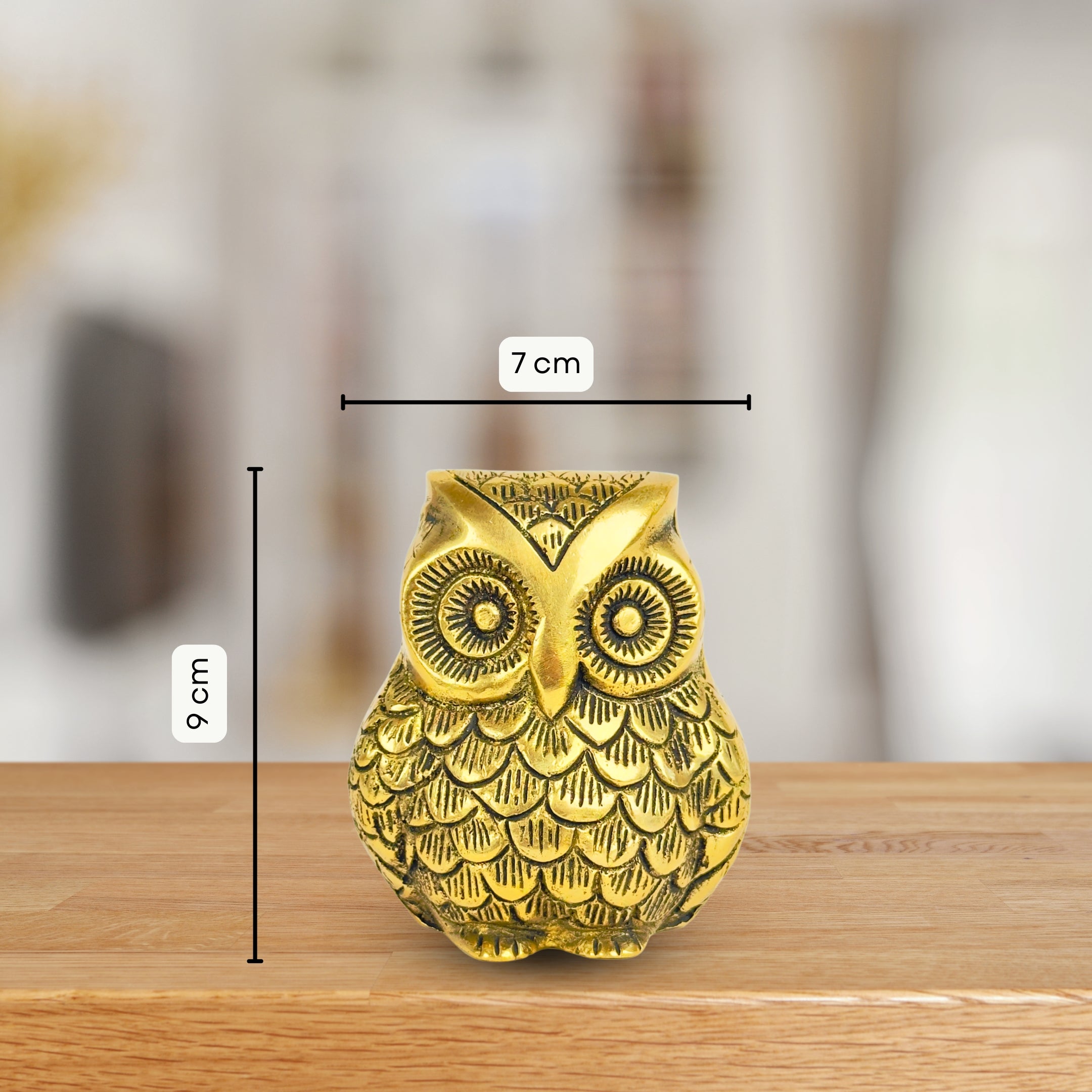 Product image of the Brass Owl Statue from Indian Impressions, featuring a finely detailed owl symbolizing wisdom and protection. Ideal for Vastu, home décor, or gifting, this handcrafted piece brings positive energy and elegance to any space.