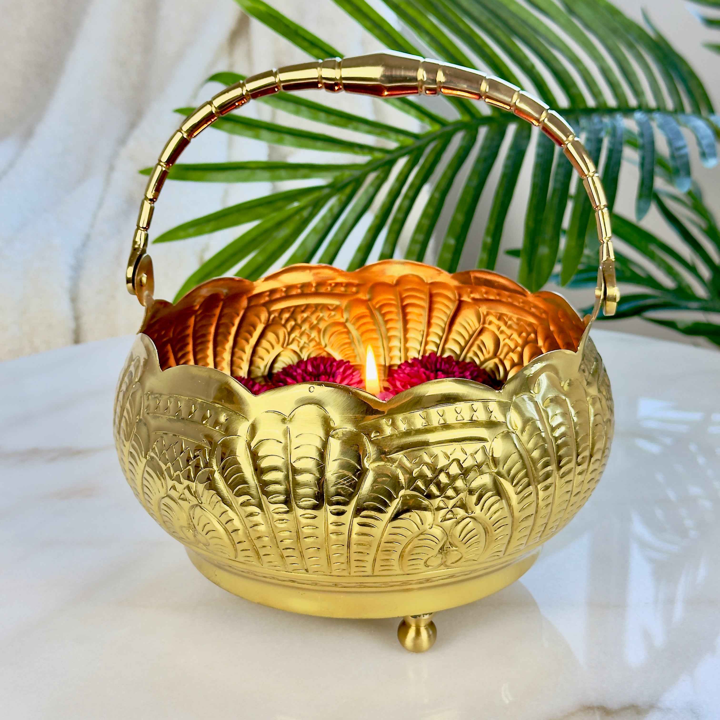 Brass Puspam Basket with gift box