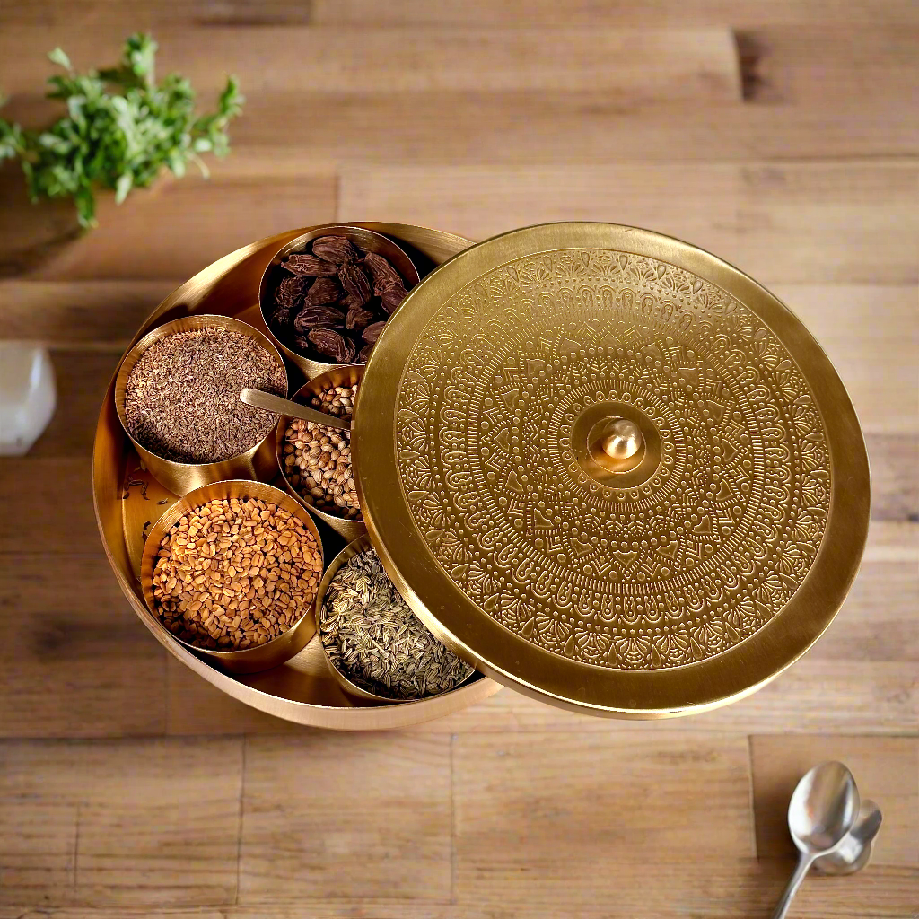Brass Spice Box with Gift Box
