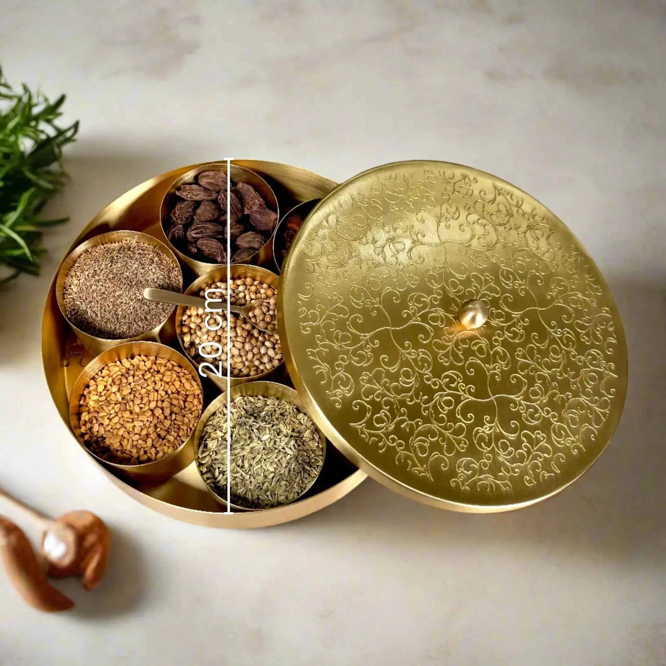 Brass Spice Box with Gift Box