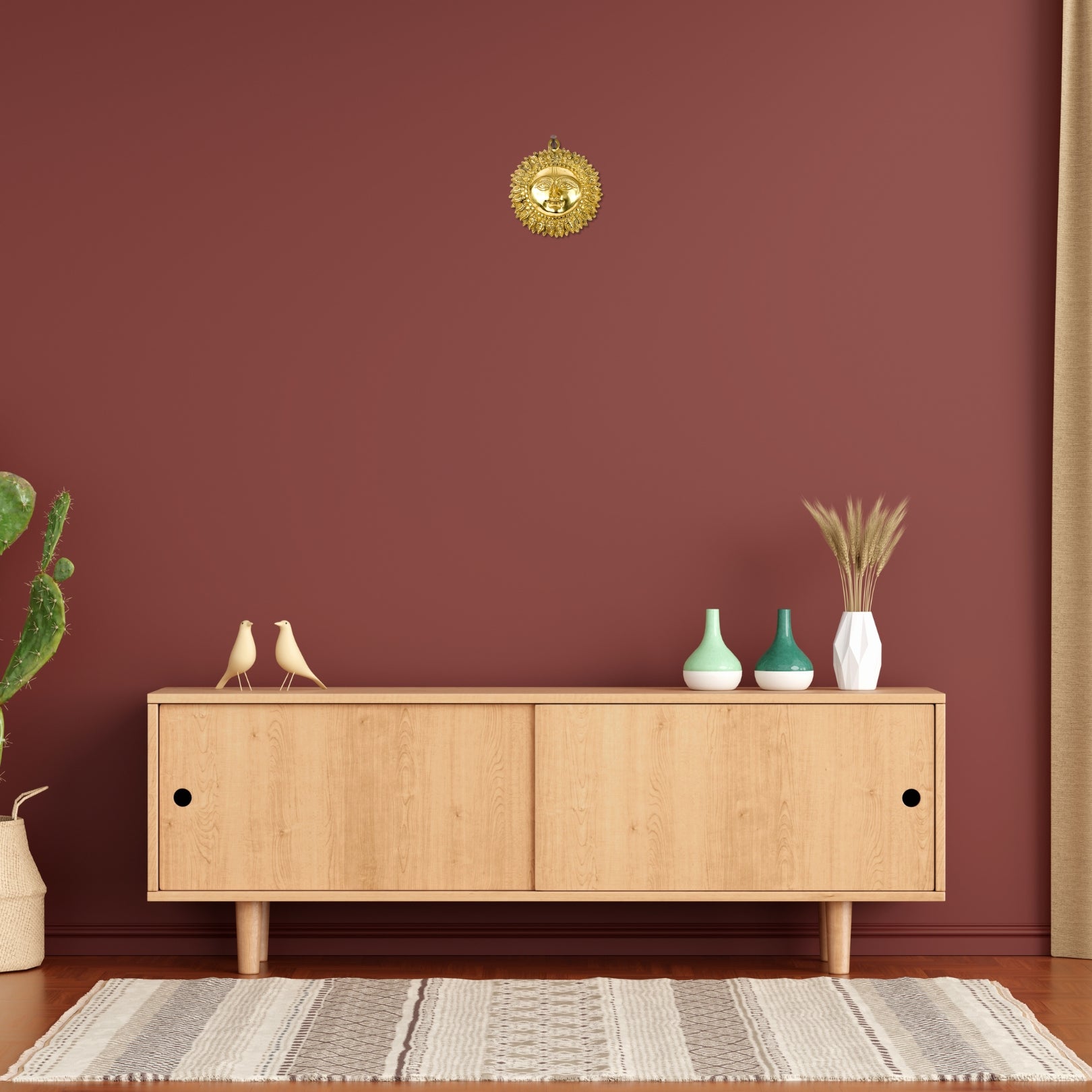 Product image of a Brass Sun Idol from Indian Impressions, featuring a radiant design with intricate detailing symbolizing energy and vitality. Crafted from polished brass, this idol is ideal for Vastu, spiritual practices, home décor, or gifting, bringing positivity and warmth to any space.