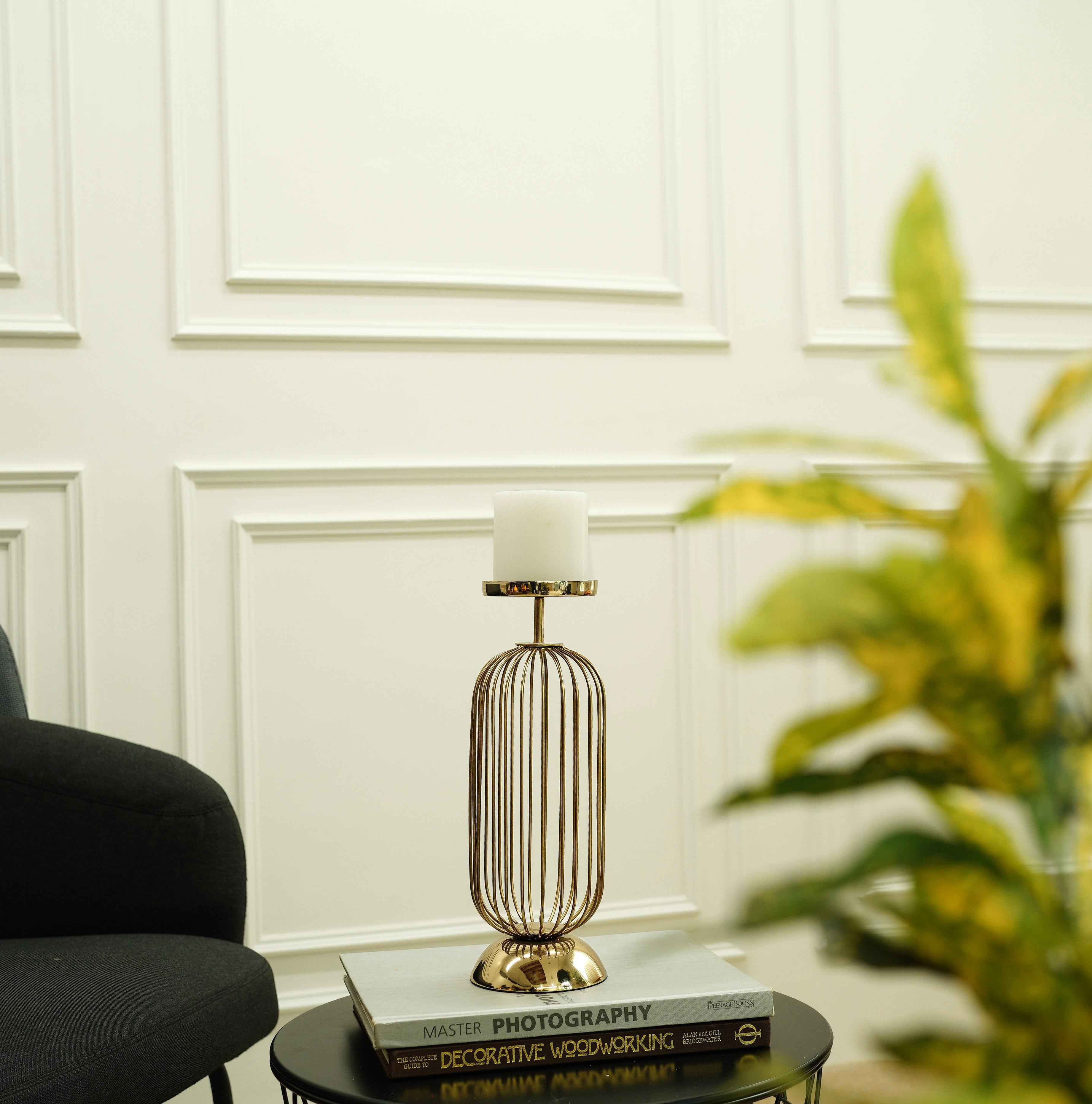 Cage Candle Holder | Gold