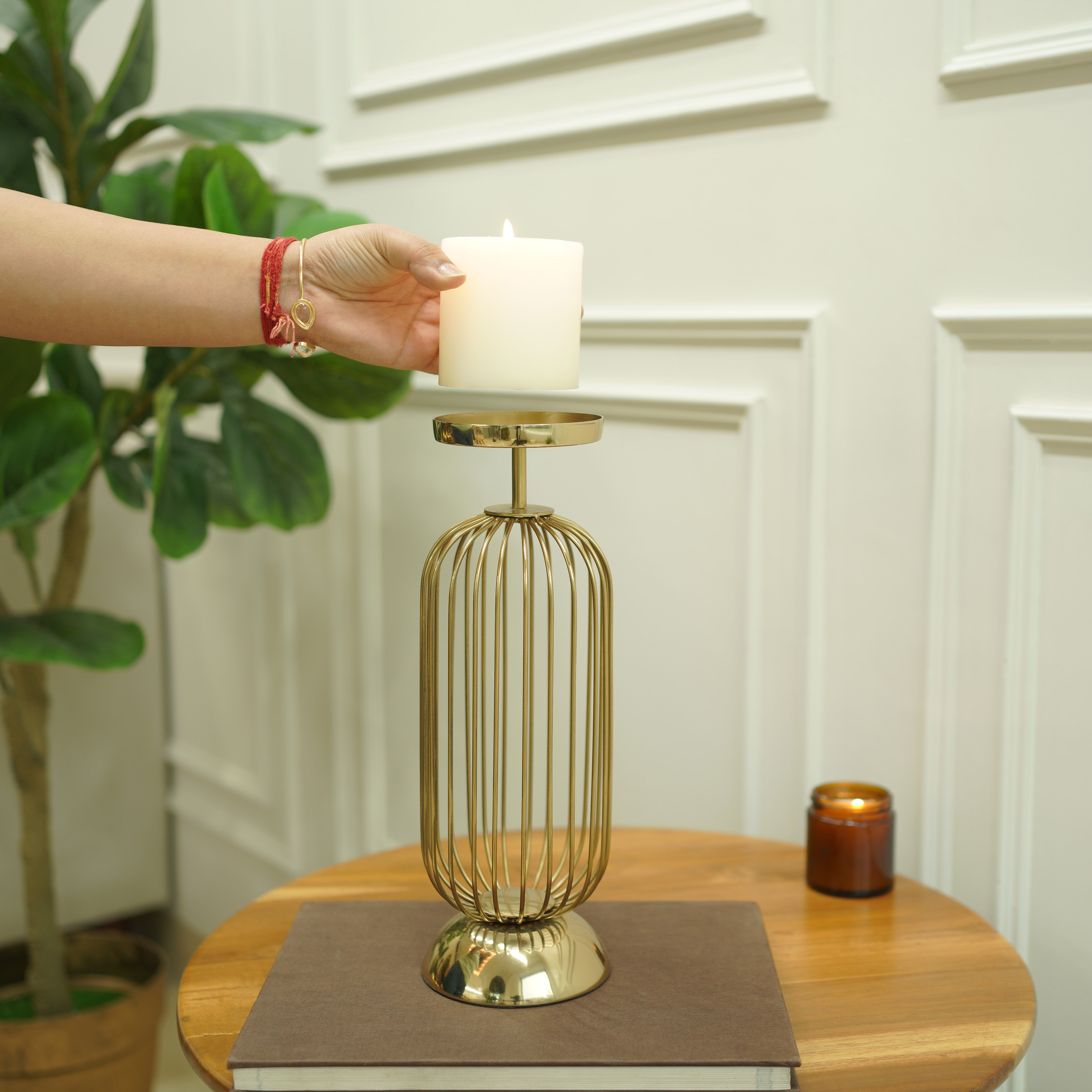 Cage Candle Holder | Gold