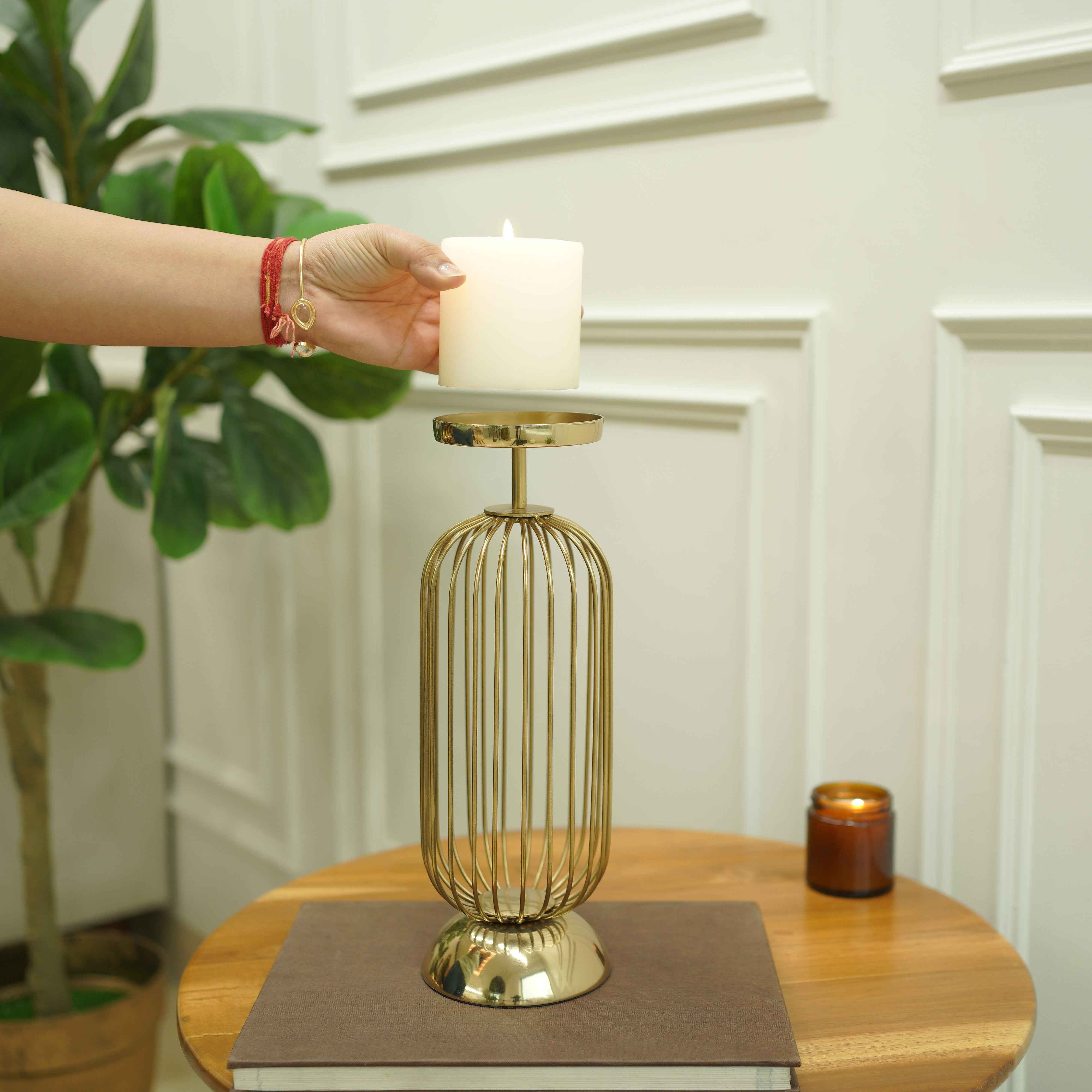 Cage Candle Holder | Gold