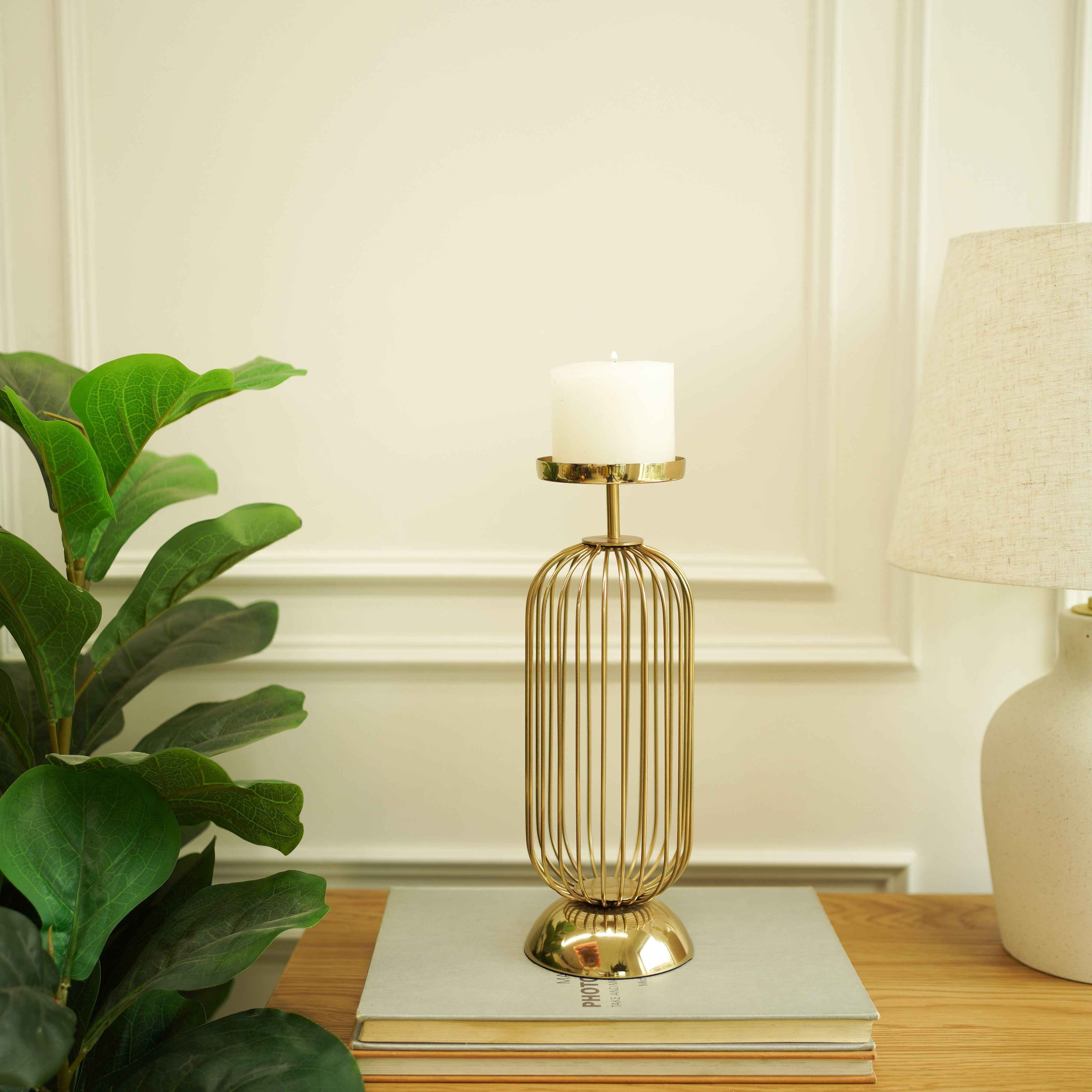 Cage Candle Holder | Gold