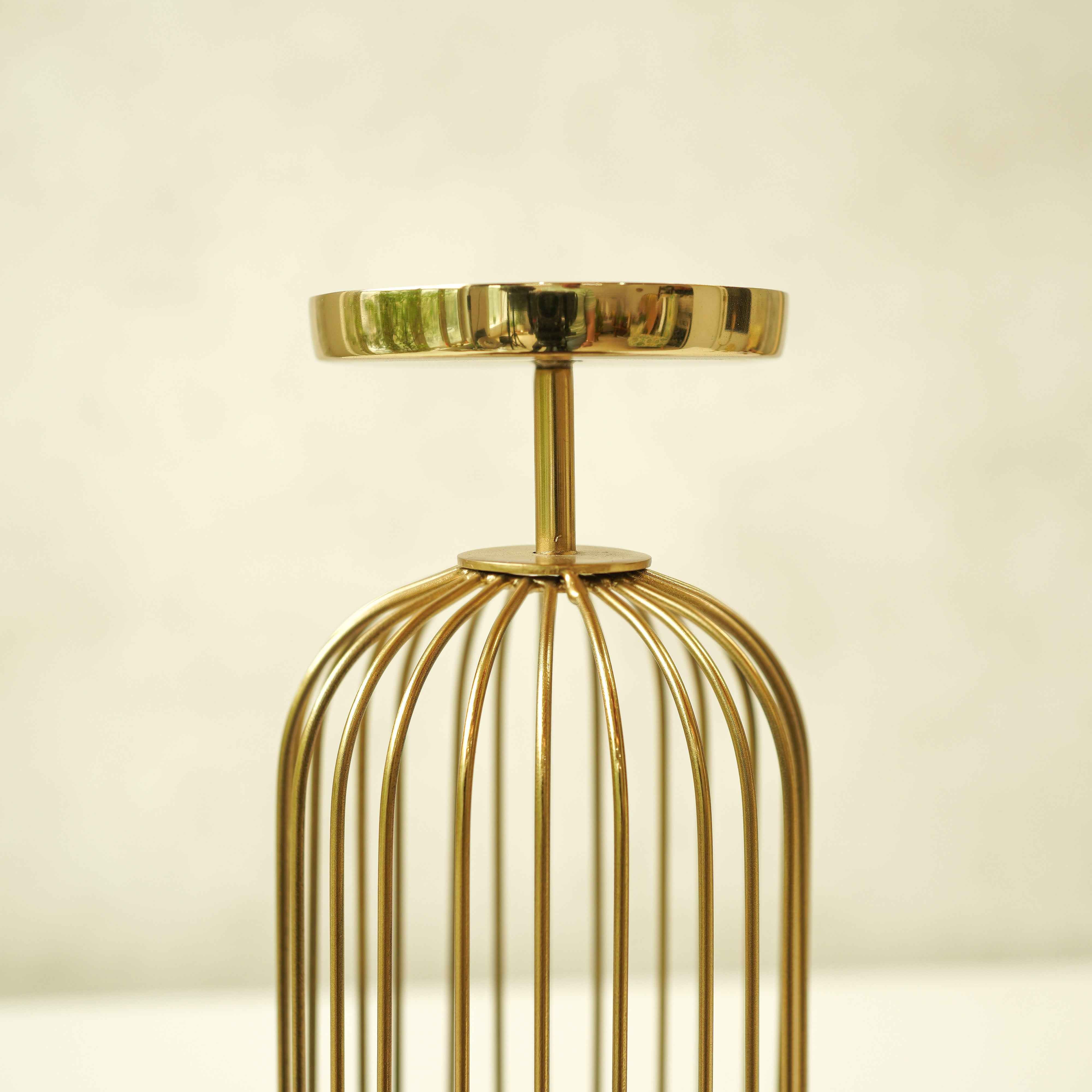 Cage Candle Holder | Gold