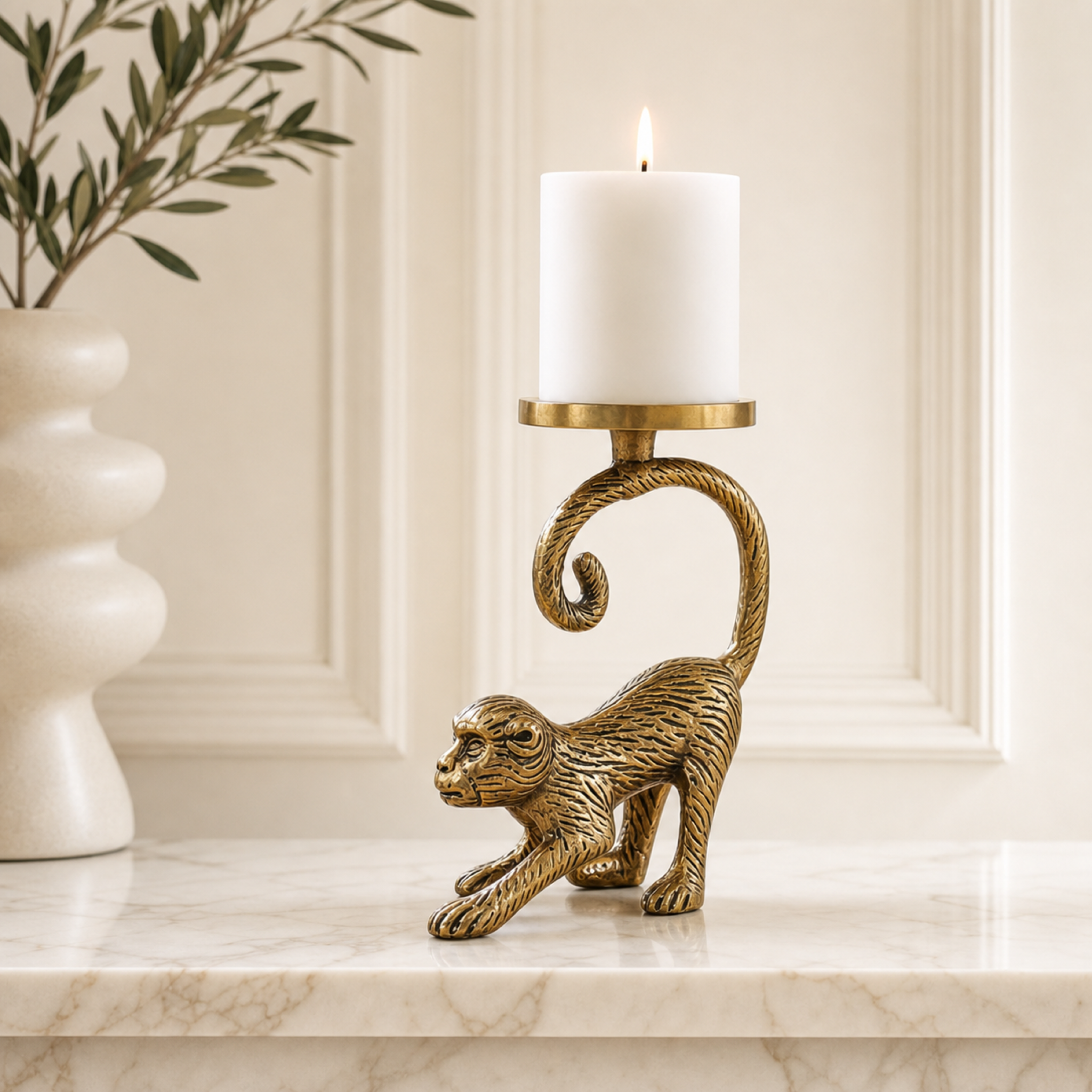 Charming Monkey Figurine Candle Holder