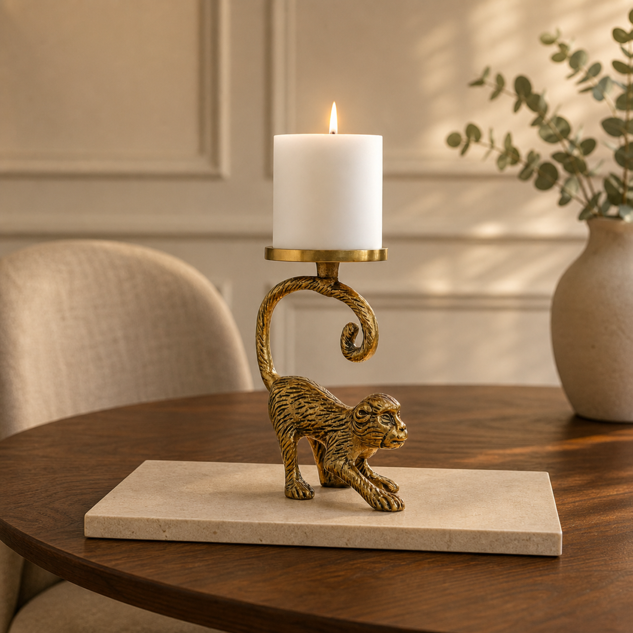 Charming Monkey Figurine Candle Holder