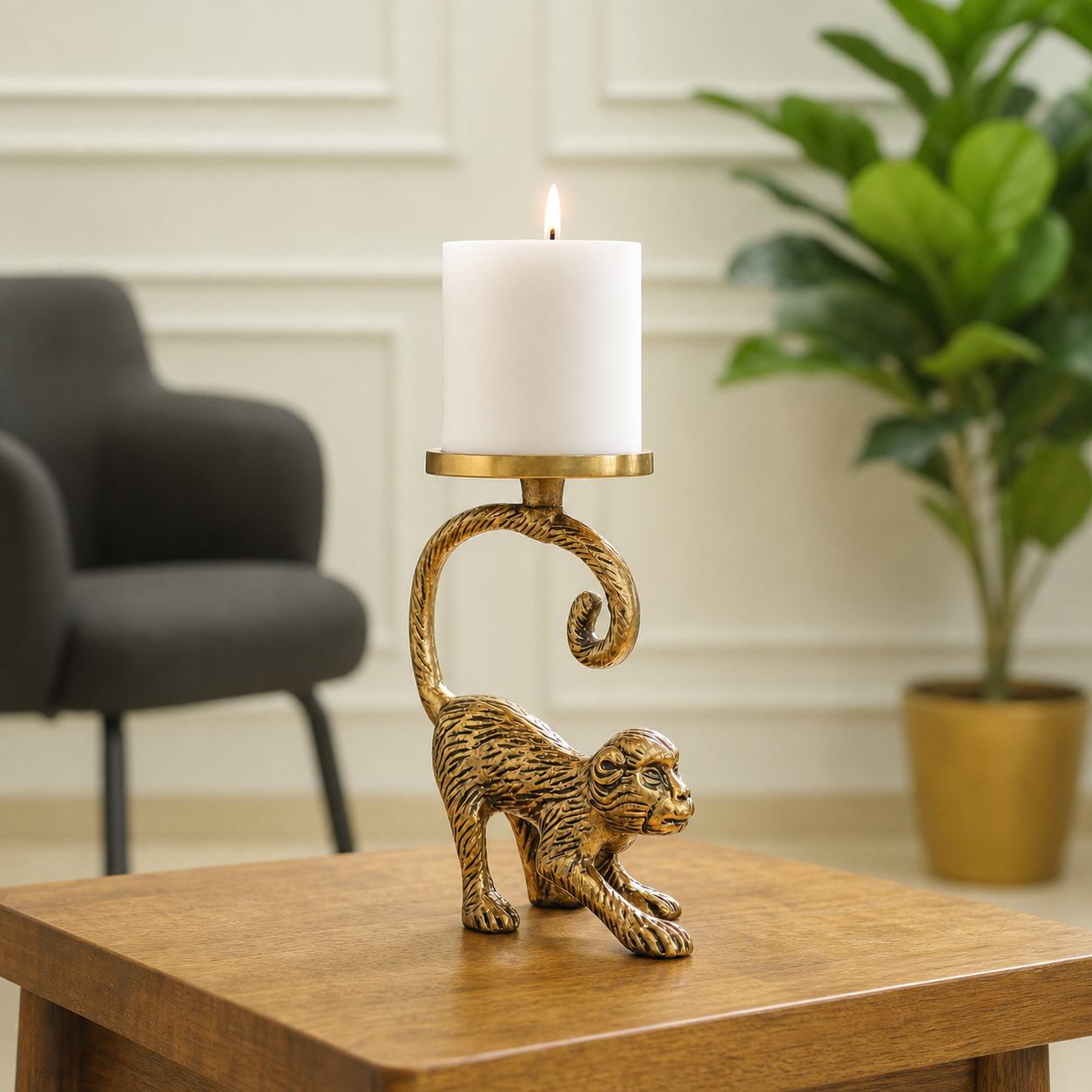Charming Monkey Figurine Candle Holder