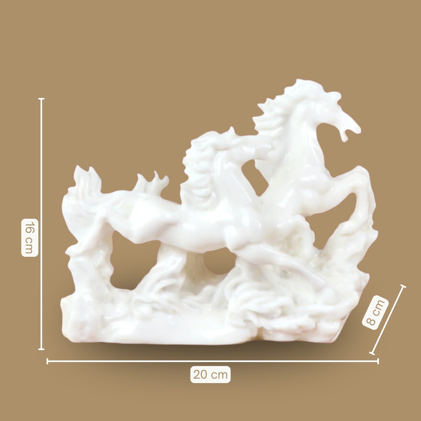 Product image of the Vastu Two White Horses from Indian Impressions, featuring two beautifully crafted white horse figurines symbolizing power, success, and positive energy. Perfect for Vastu corrections, home décor, or gifting, these horses add elegance and harmony to any space, bringing good fortune and strength.