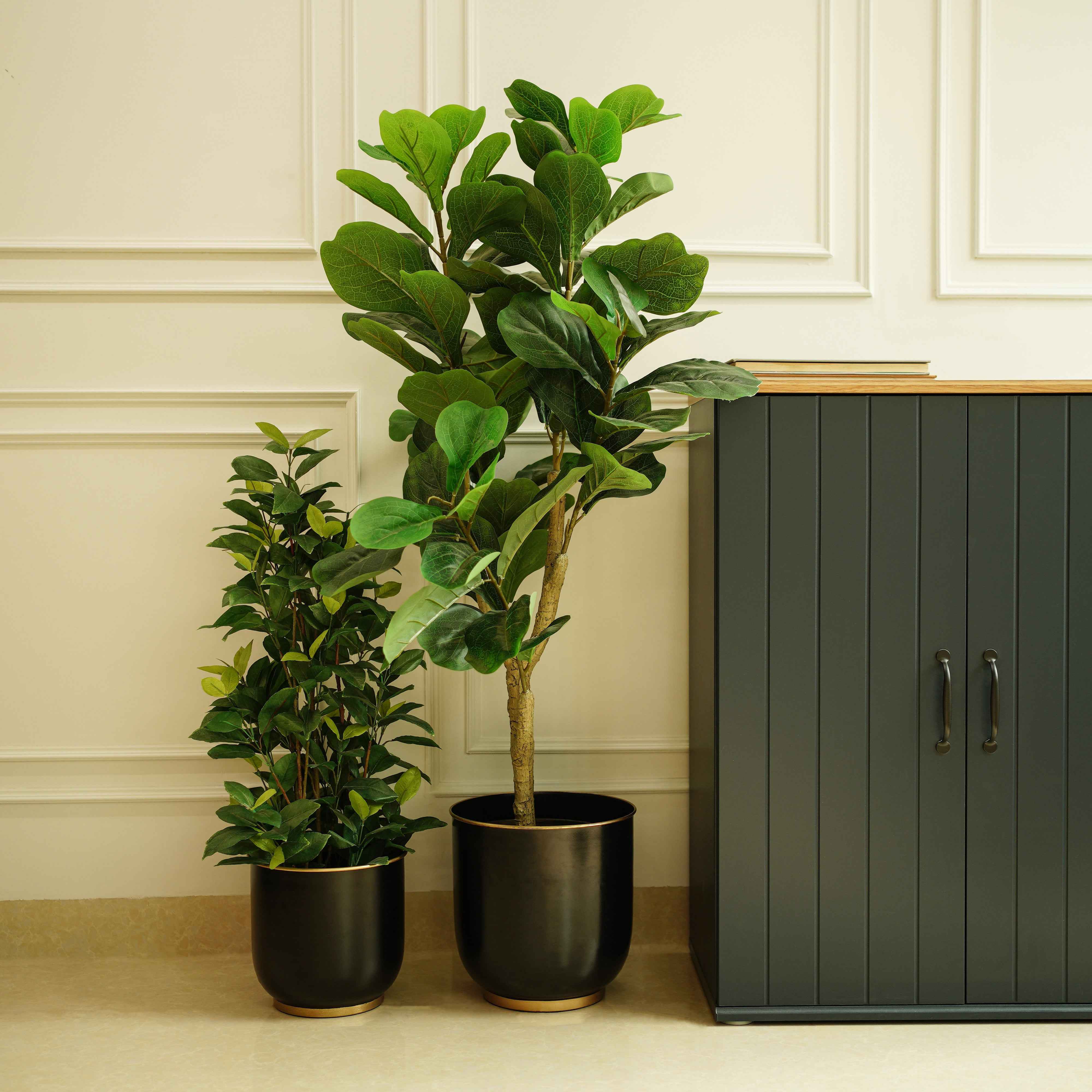 Floor Metal Planters, Set of 2 | Black