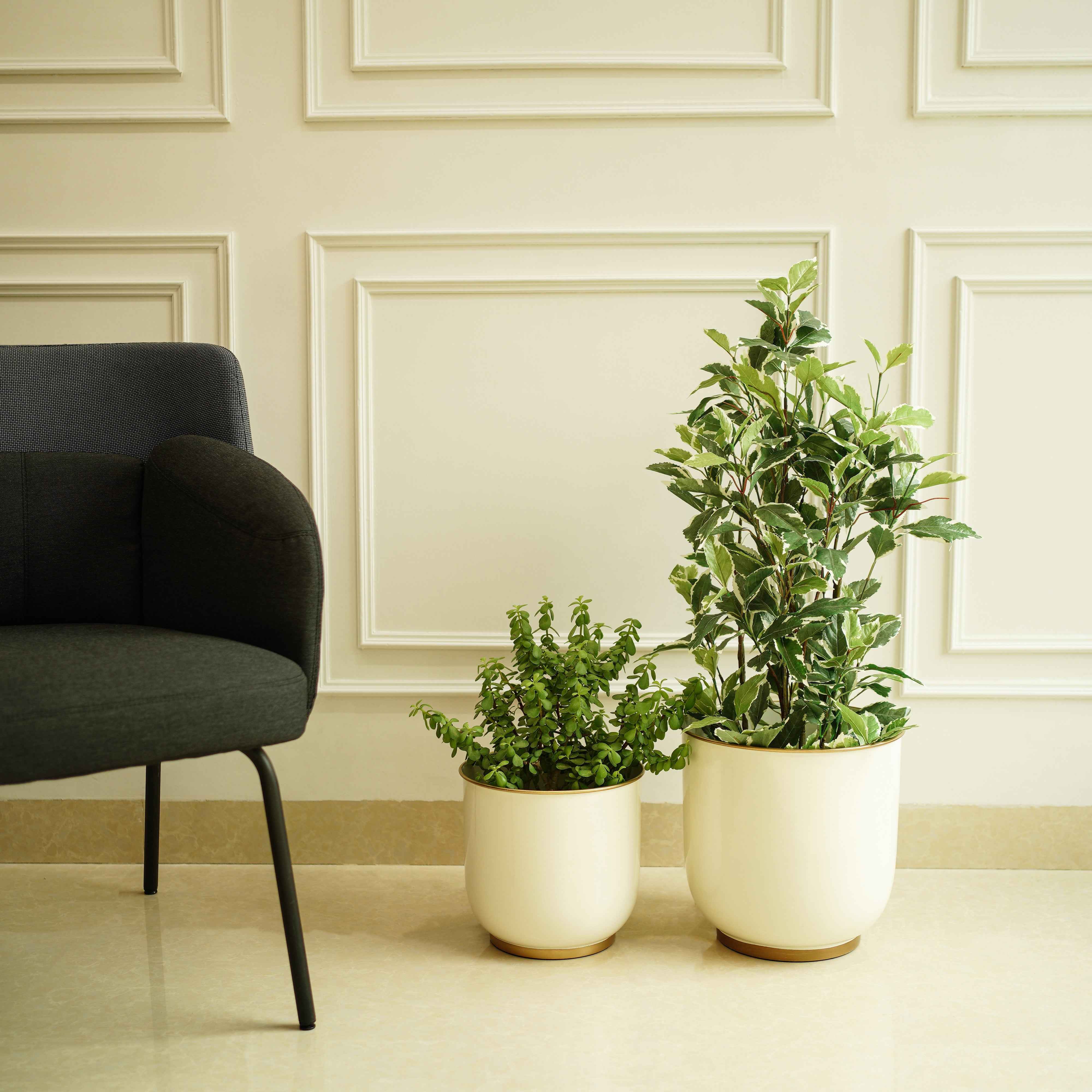 Floor Metal Planters, Set of 2 | White