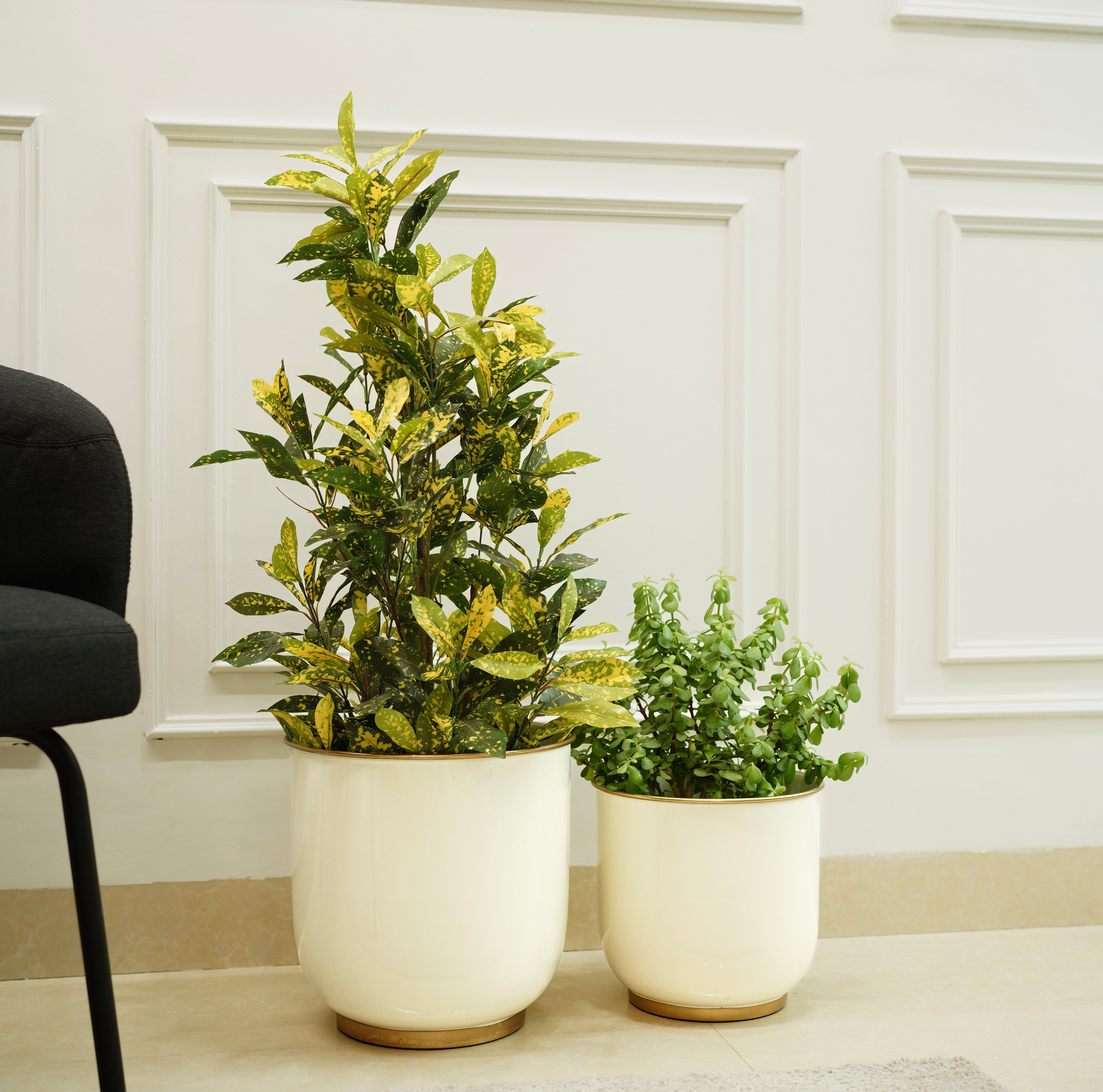 Floor Metal Planters, Set of 2 | White