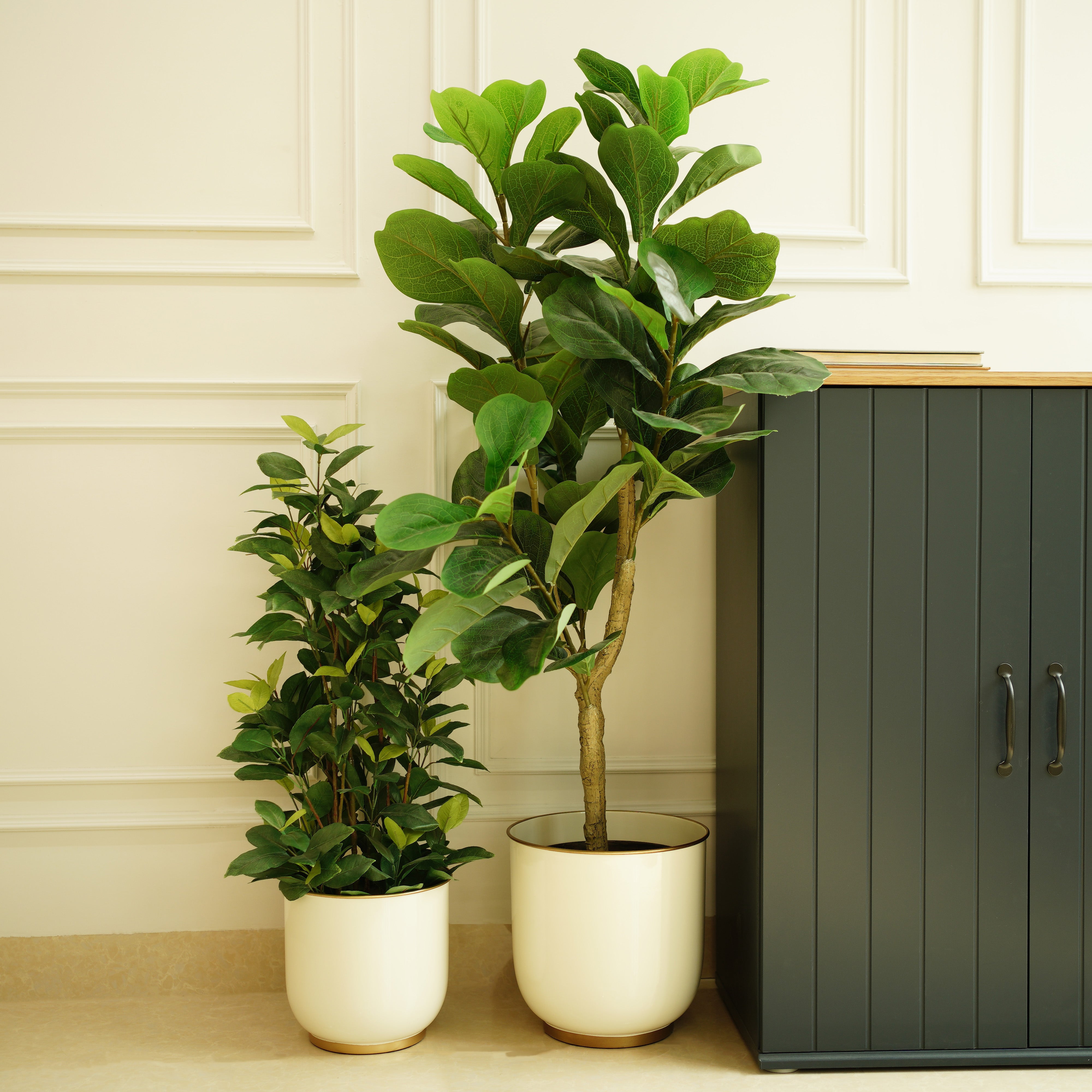 Floor Metal Planters, Set of 2 | White