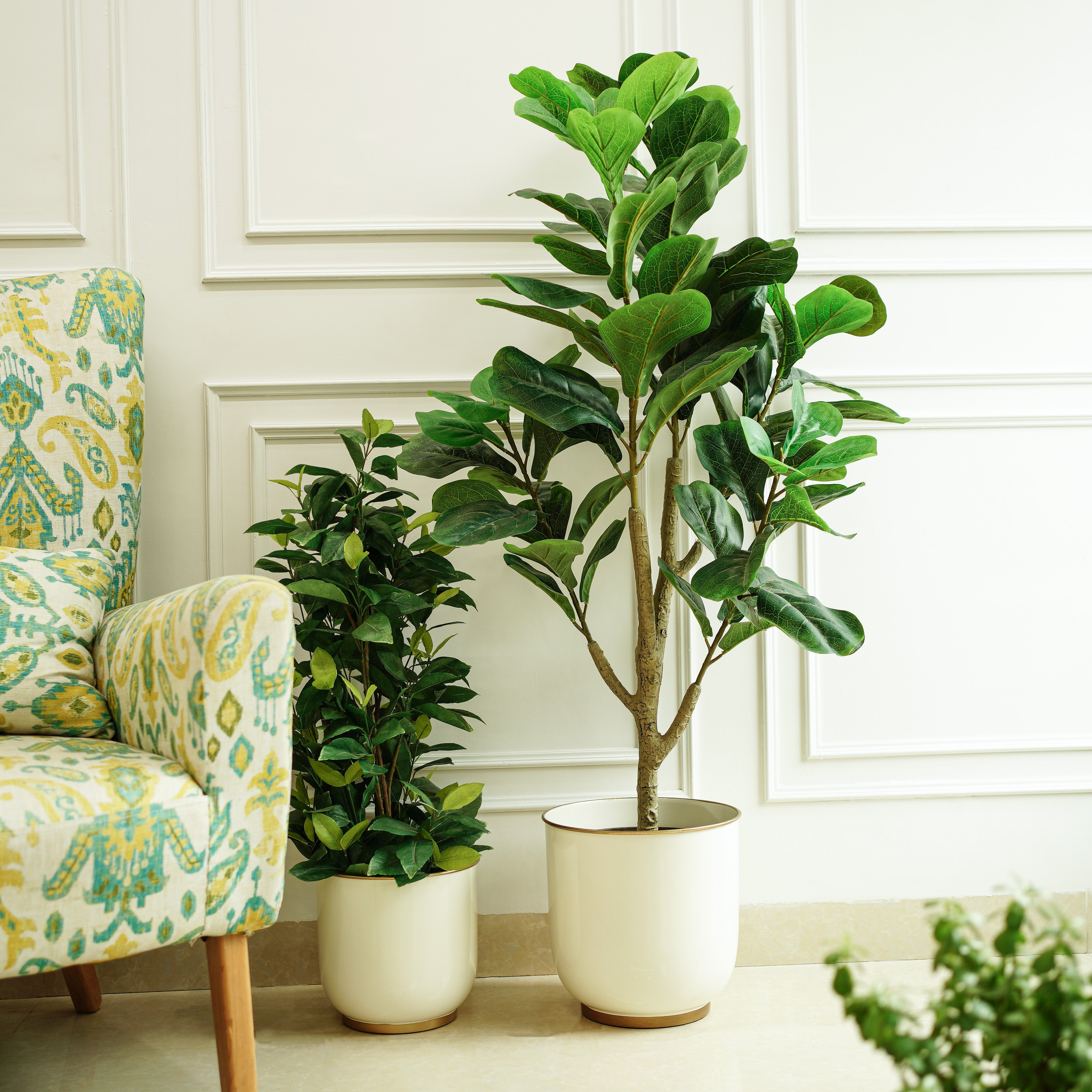 Floor Metal Planters, Set of 2 | White