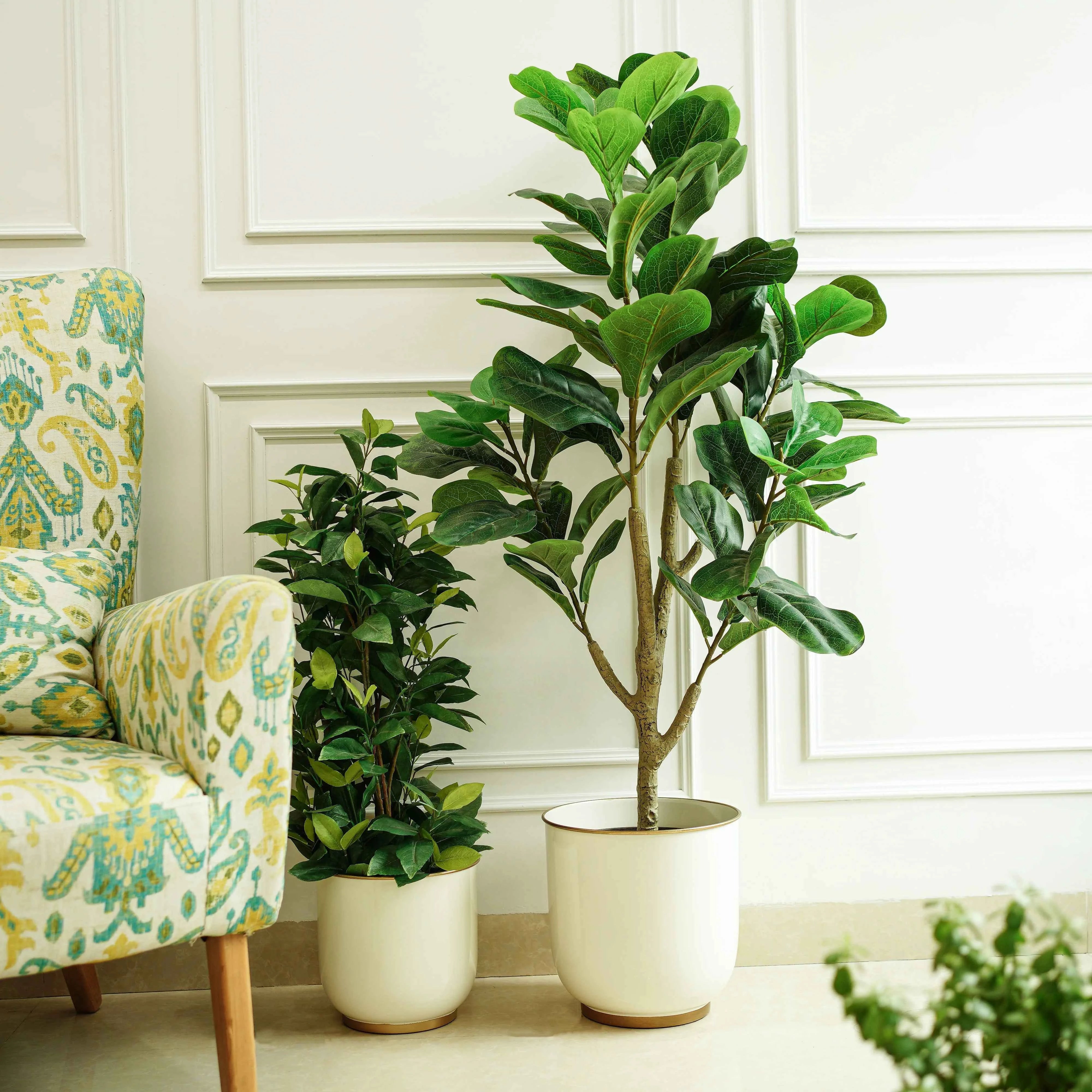 Floor Metal Planters, Set of 2 | White