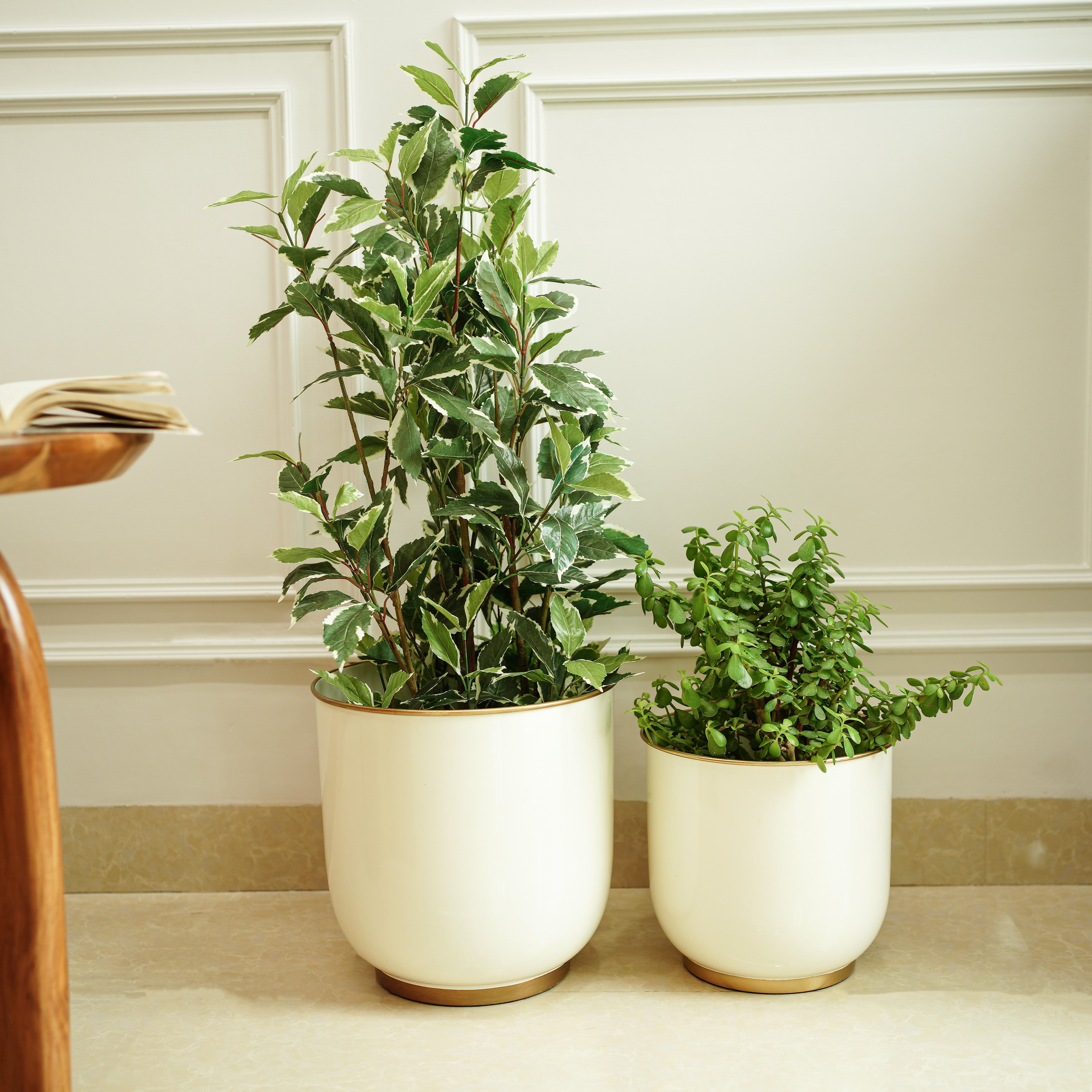 Floor Metal Planters, Set of 2 | White