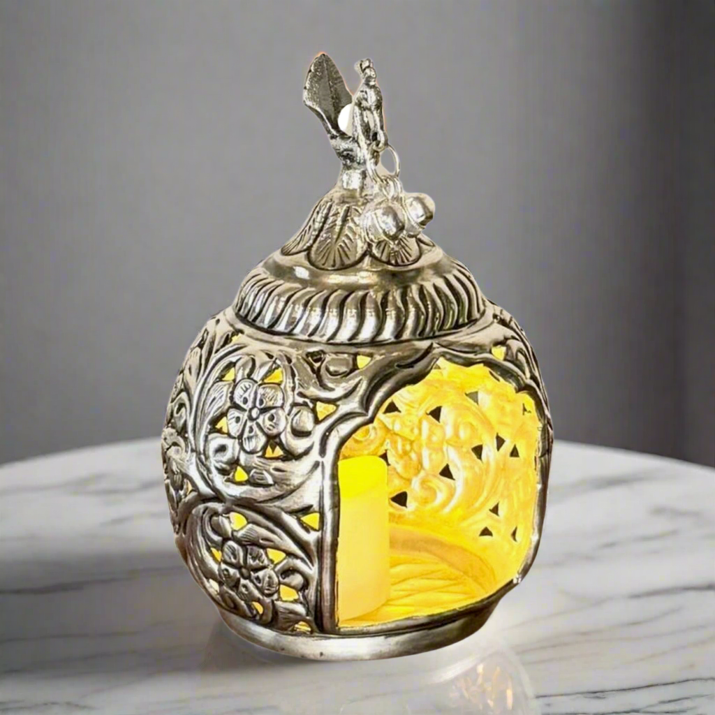 German Silver Peacock Tealight Holder