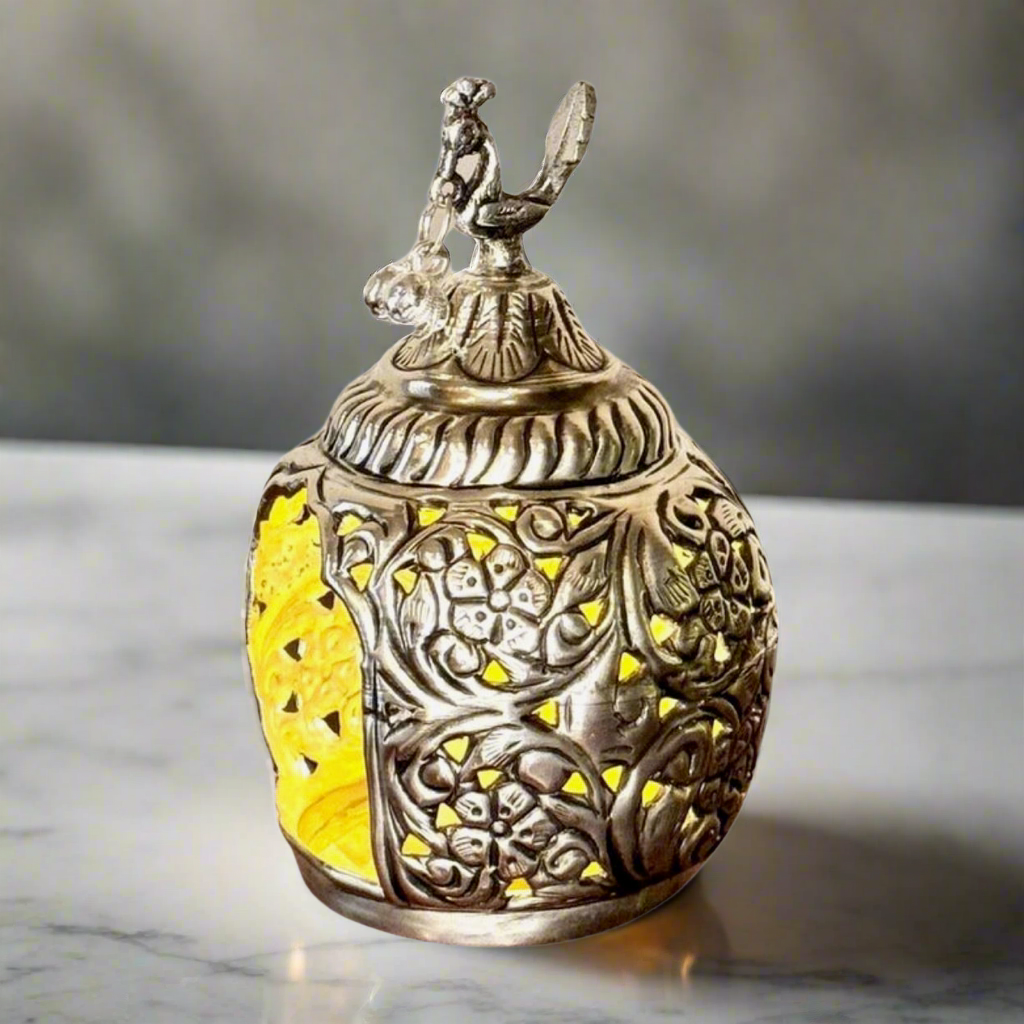 German Silver Peacock Tealight Holder