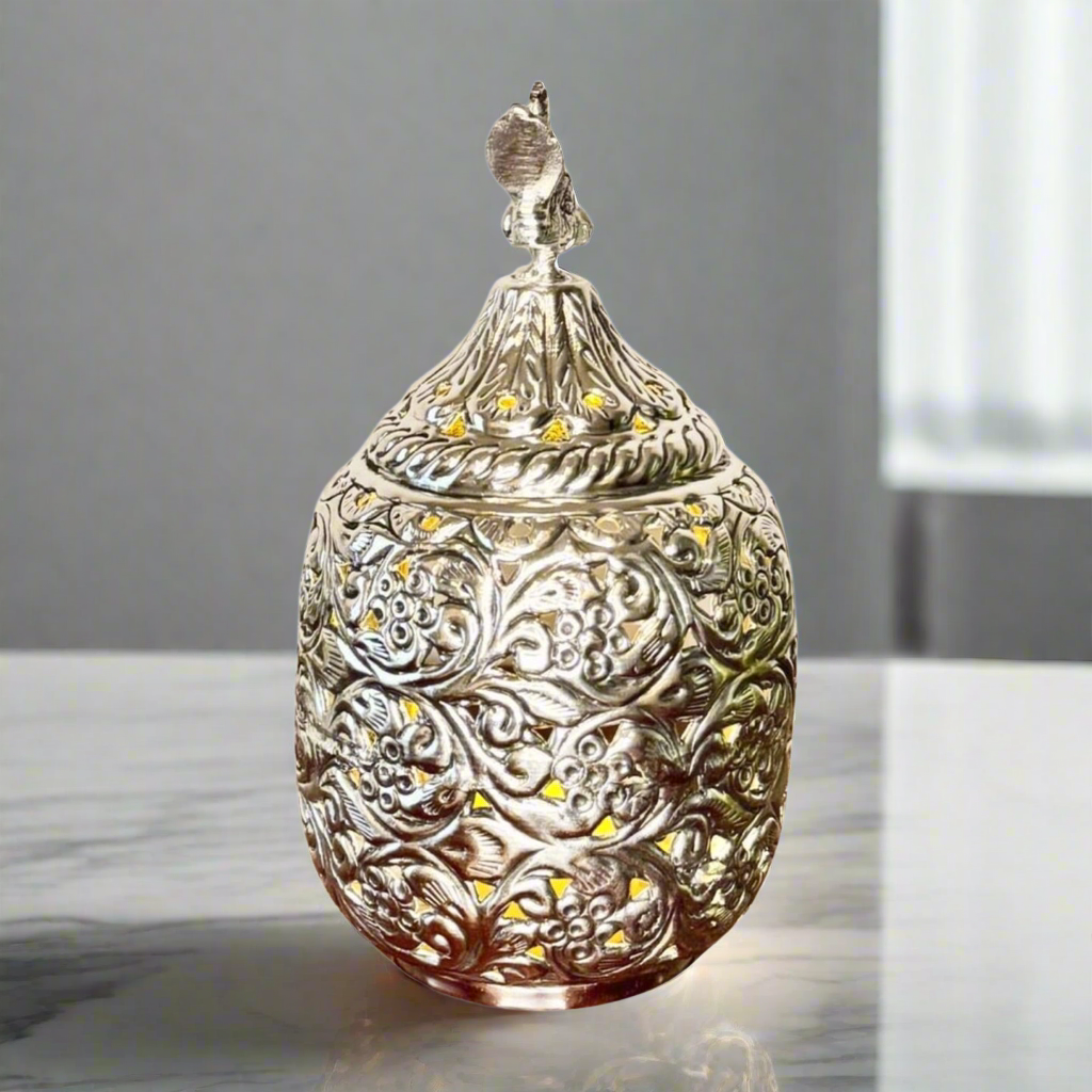 German Silver Peacock Tealight Holder