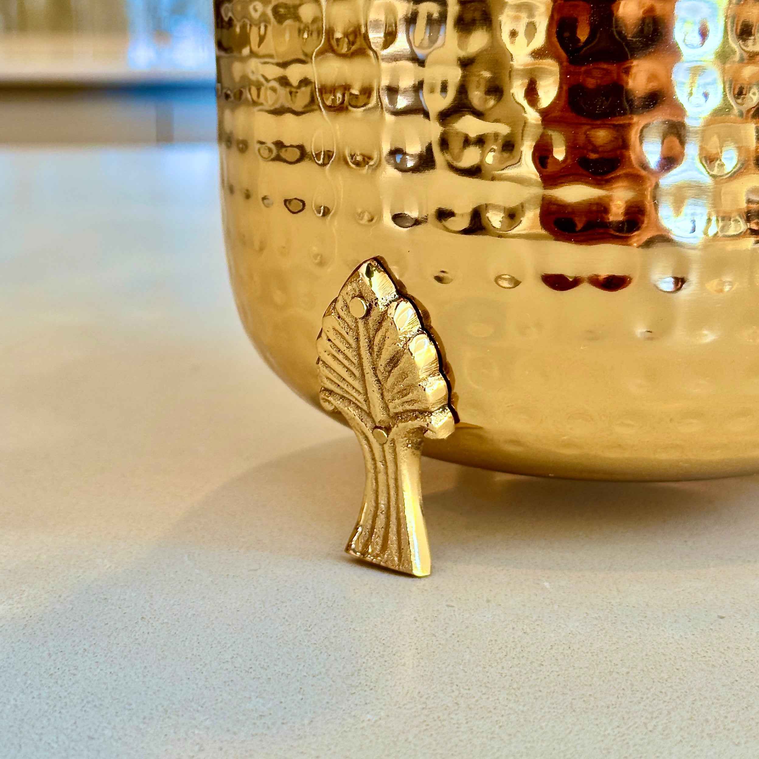 Hammered Leaf Leg Planter - Gold