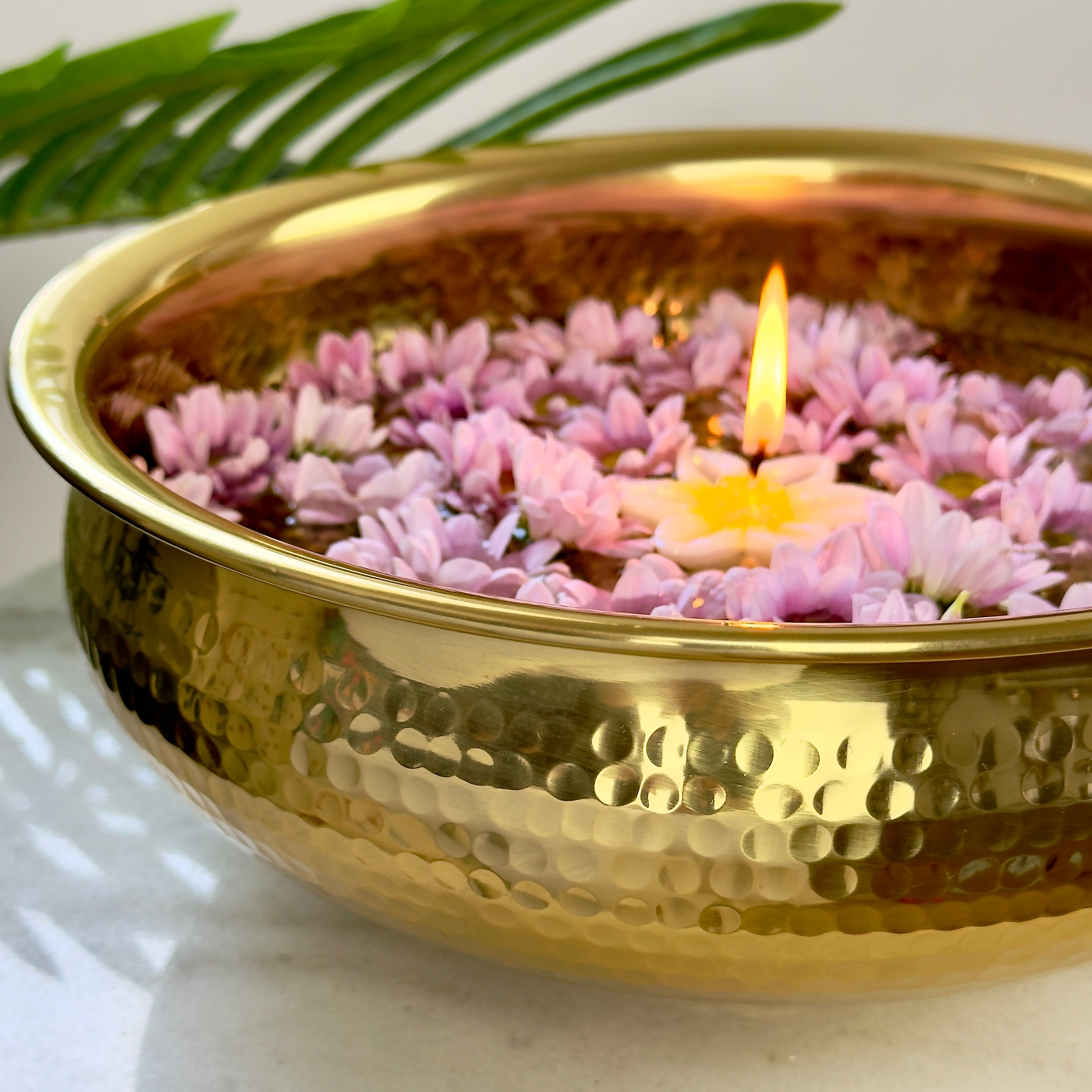 Product image of a Heritage Hammered Urli from Indian Impressions, featuring a traditional handcrafted design with a hammered texture. Made from polished brass, this urli is ideal for Vastu, home décor, festive decorations, or gifting, bringing elegance and positive energy to any space.