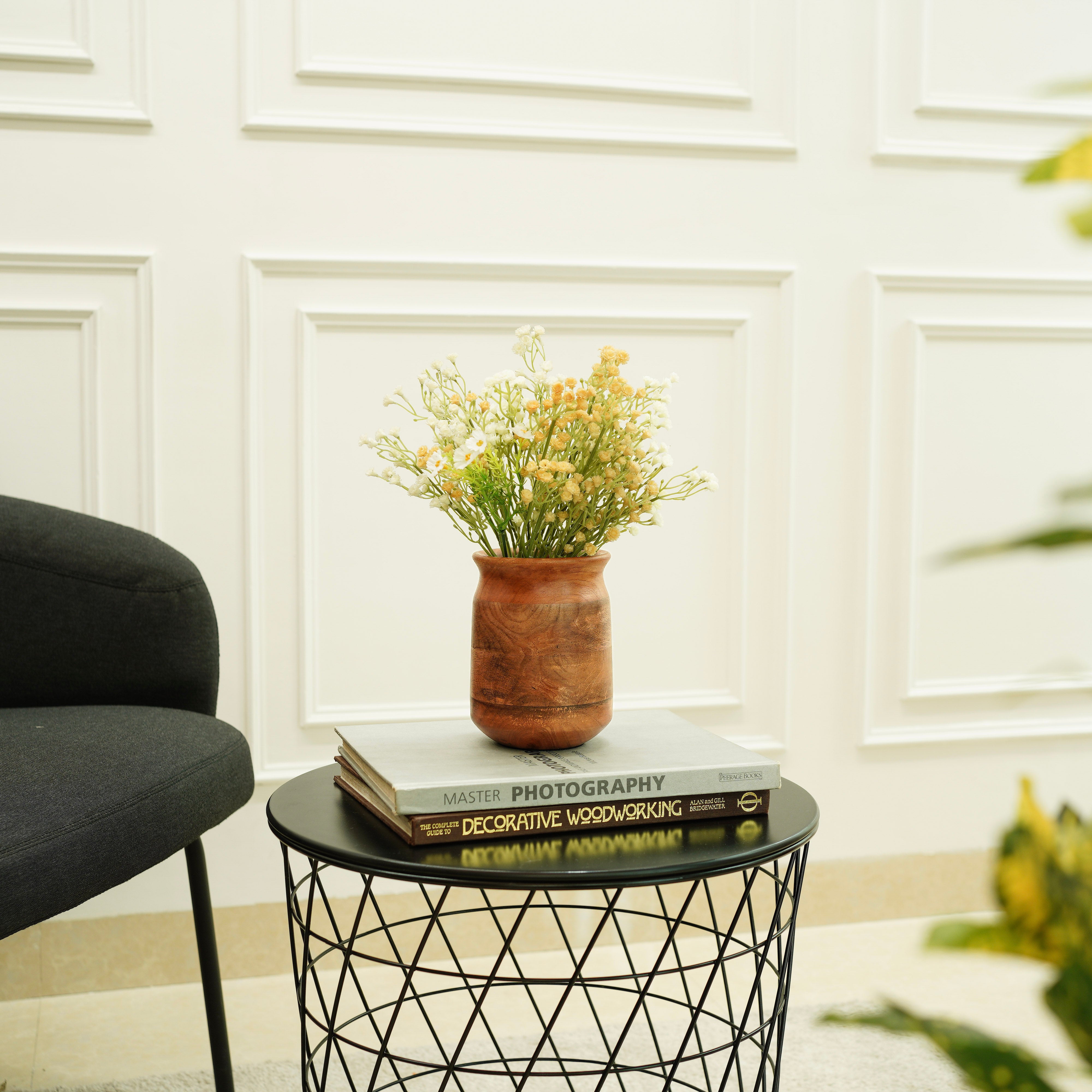 Mango Wood Flower Vase | Walnut Finish