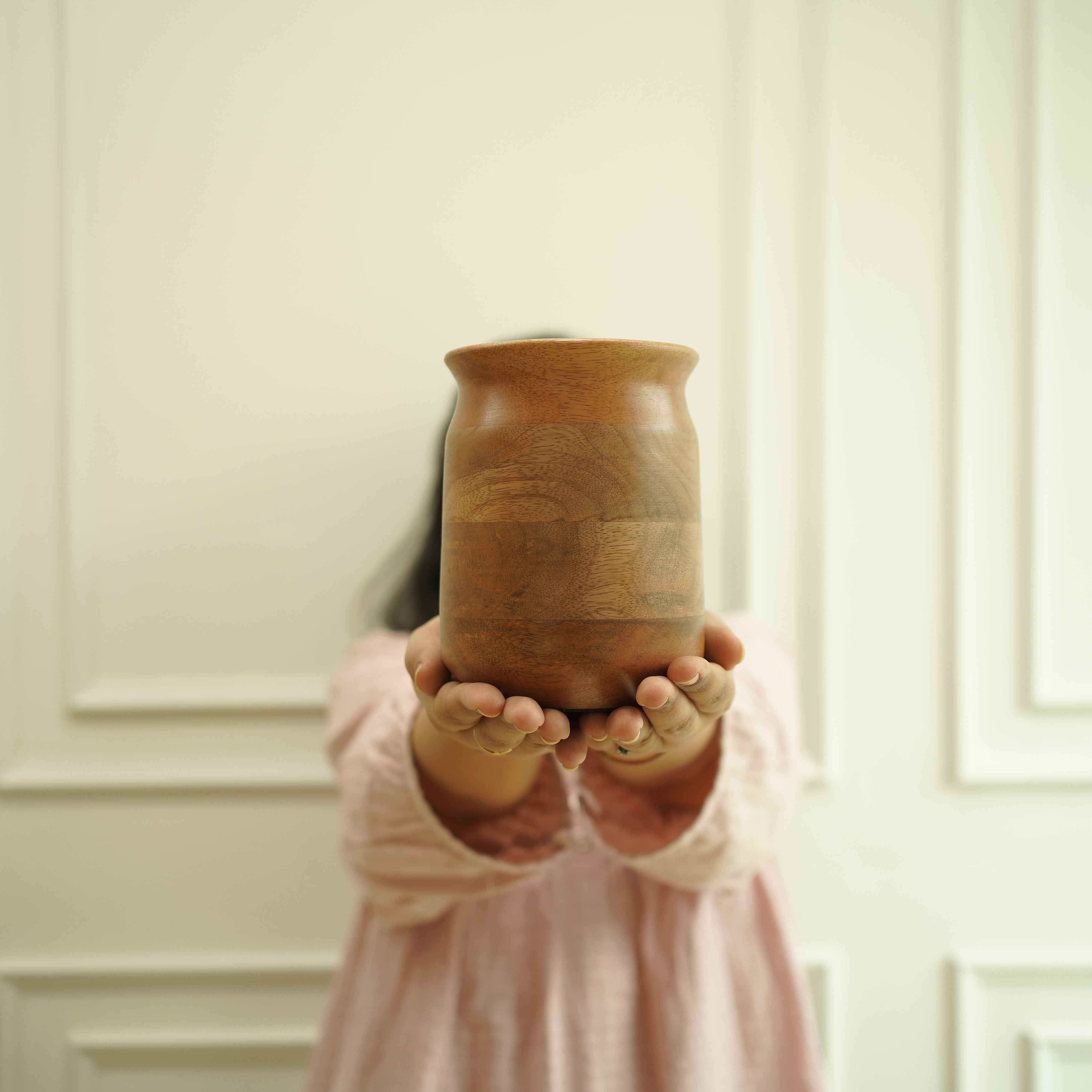 Mango Wood Flower Vase | Walnut Finish