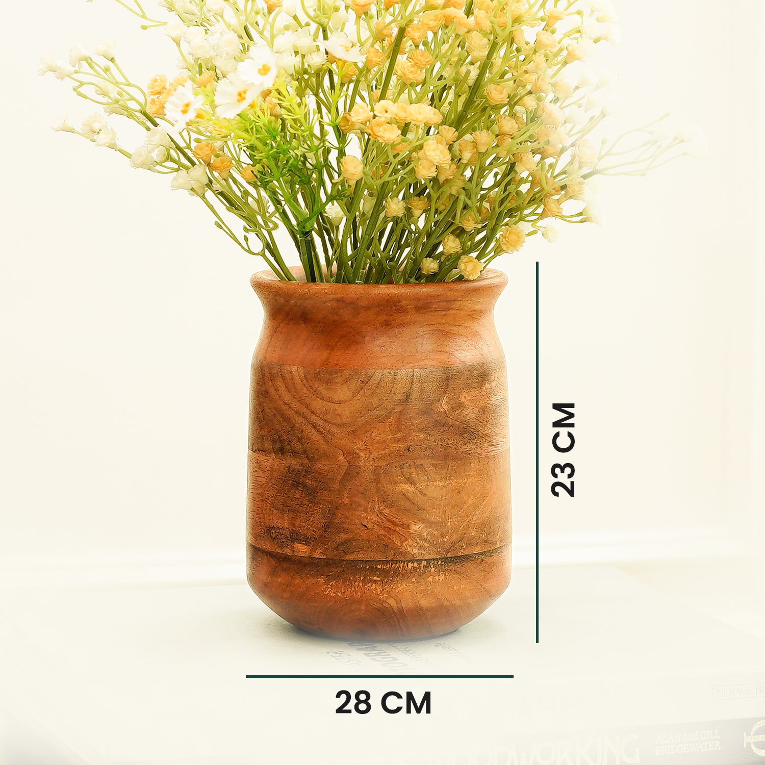 Mango Wood Flower Vase | Walnut Finish