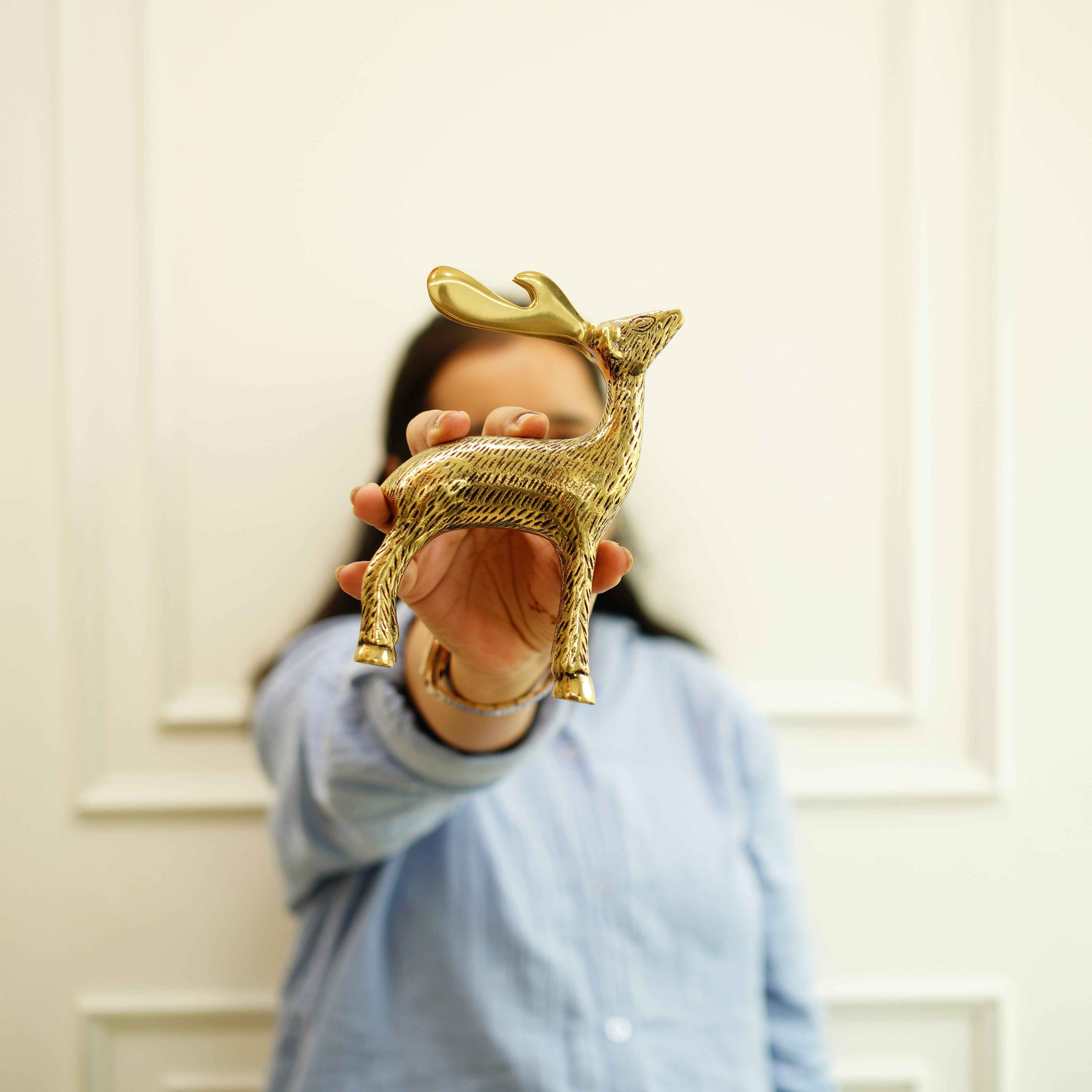 Metal Deer Showpiece | Gold