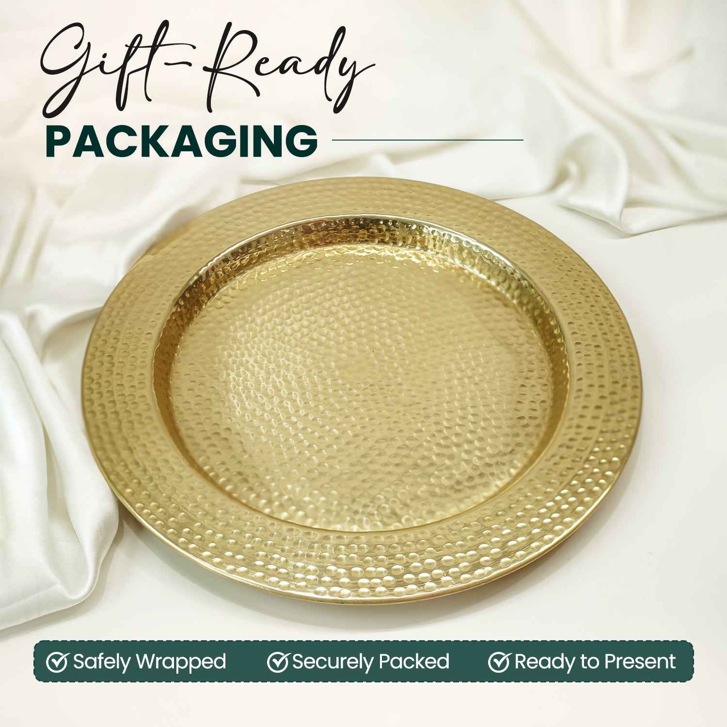 Metal Hammered Platter | Gold