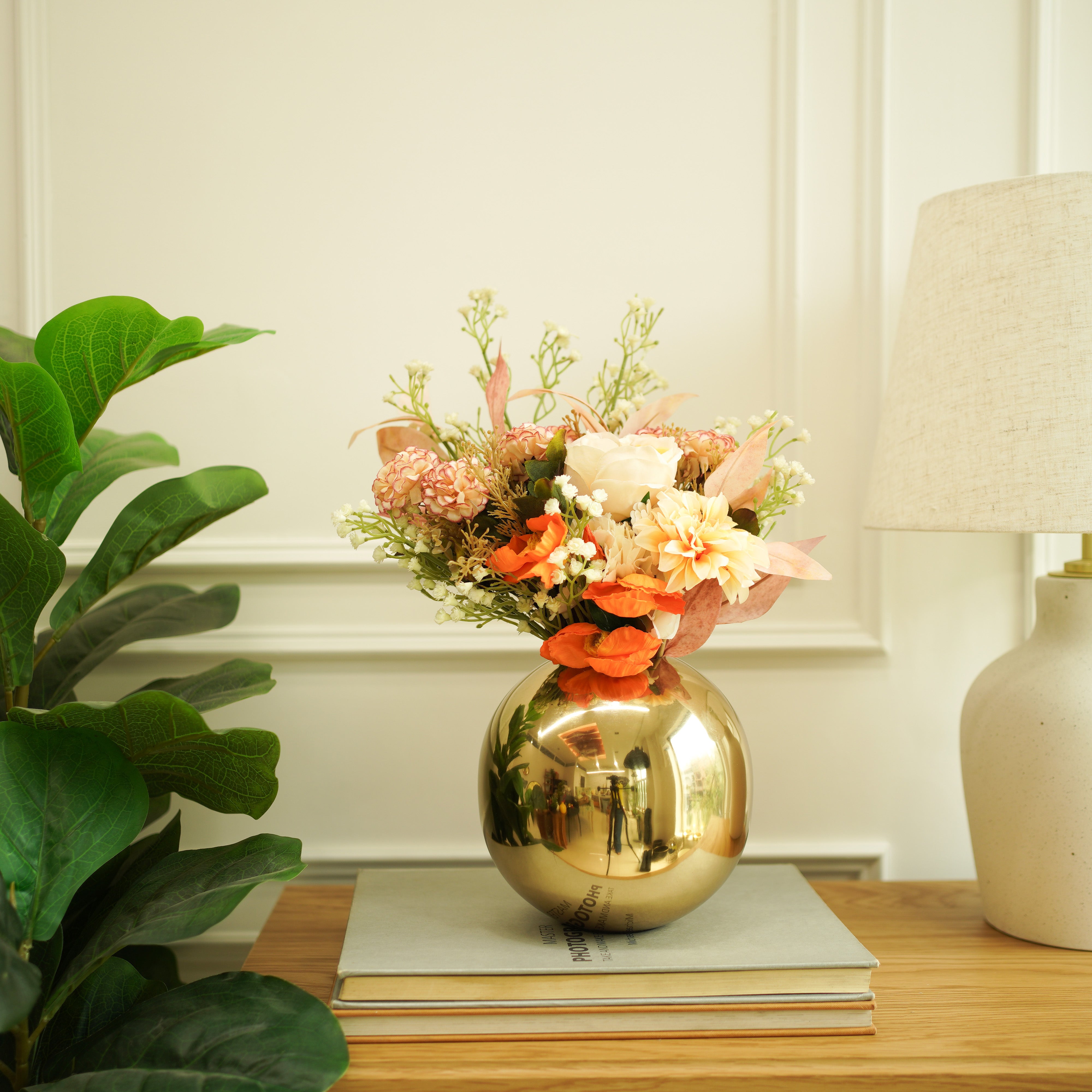 Metal Ball Flower Vase | Gold