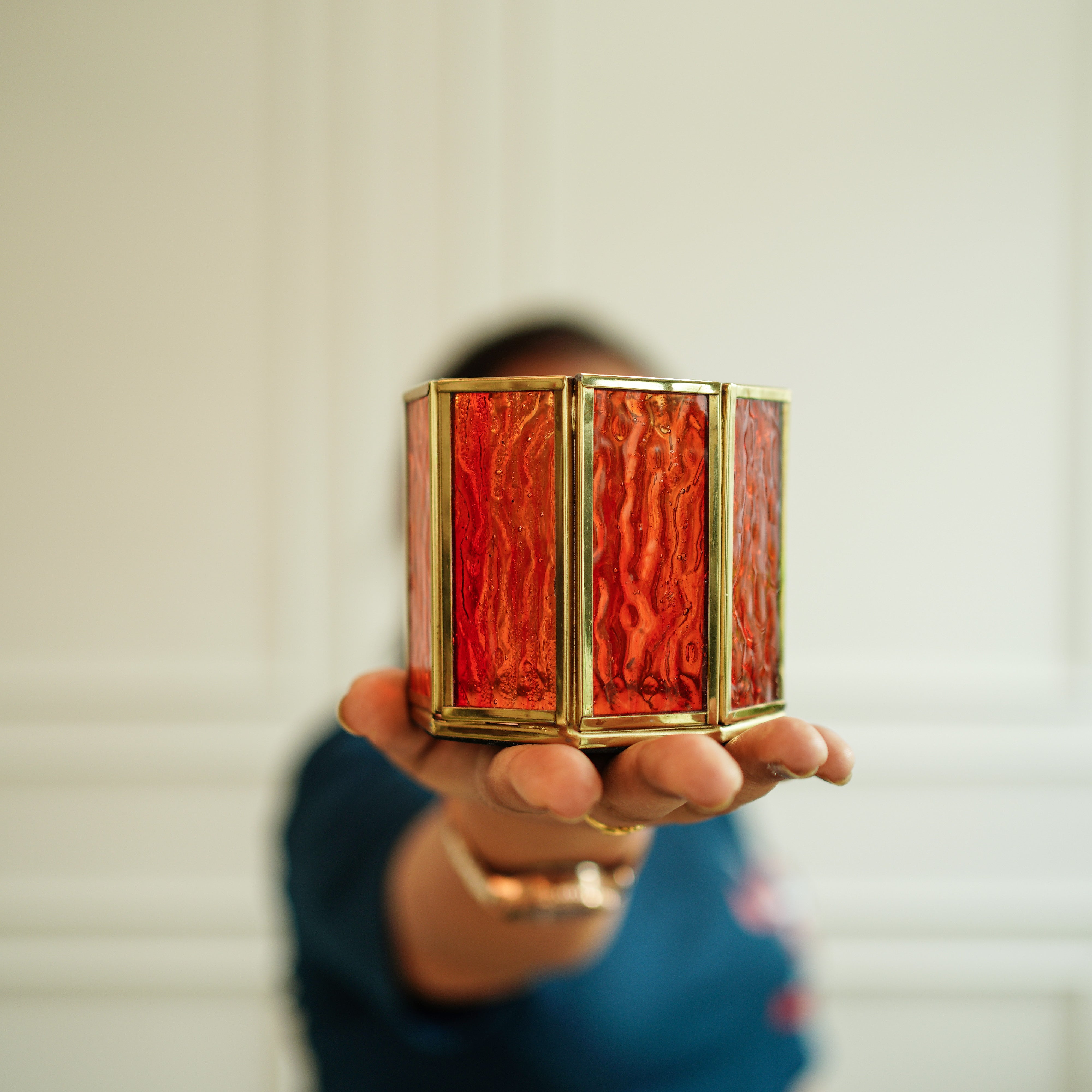 Orange Glass Votive Holder