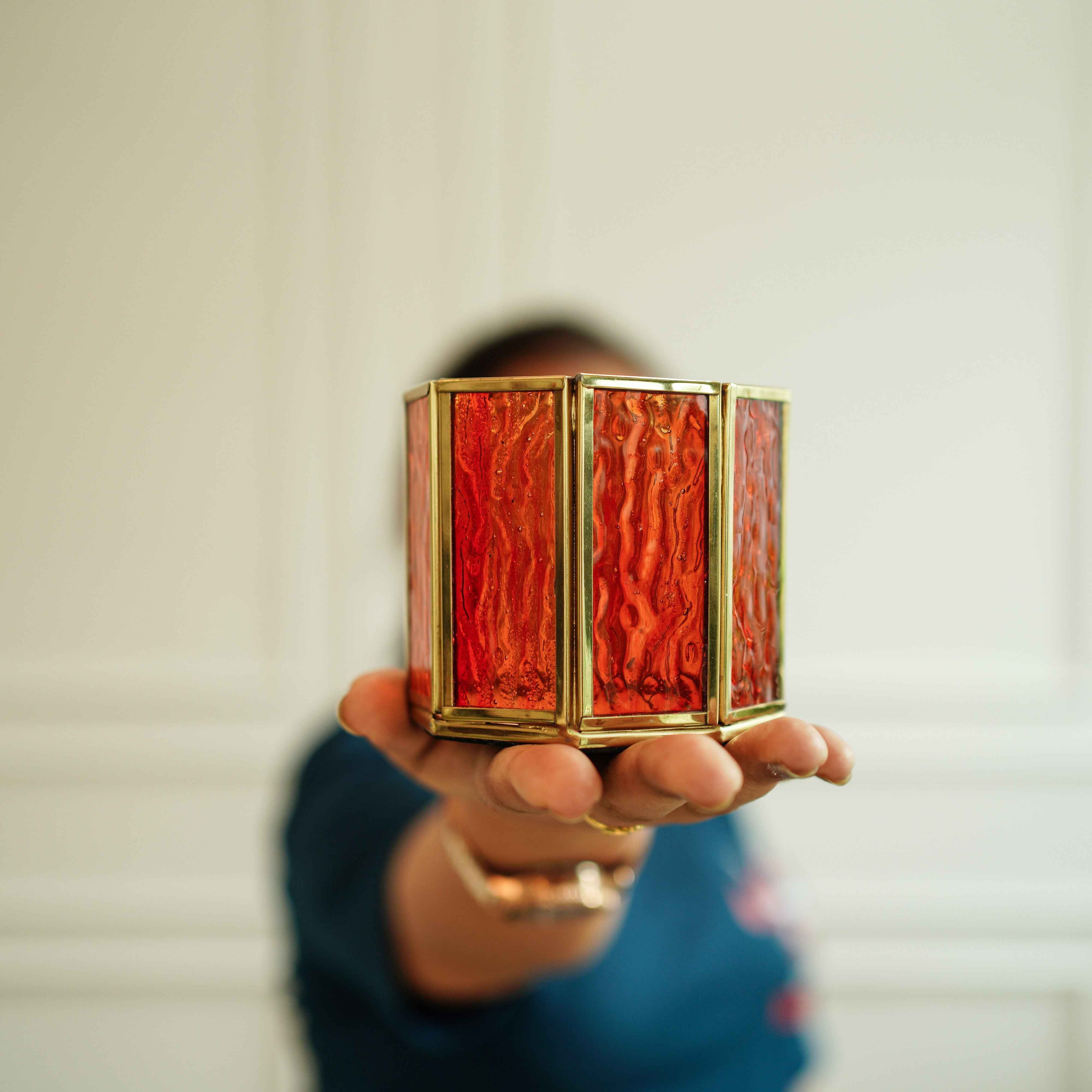 Orange Glass Votive Holder