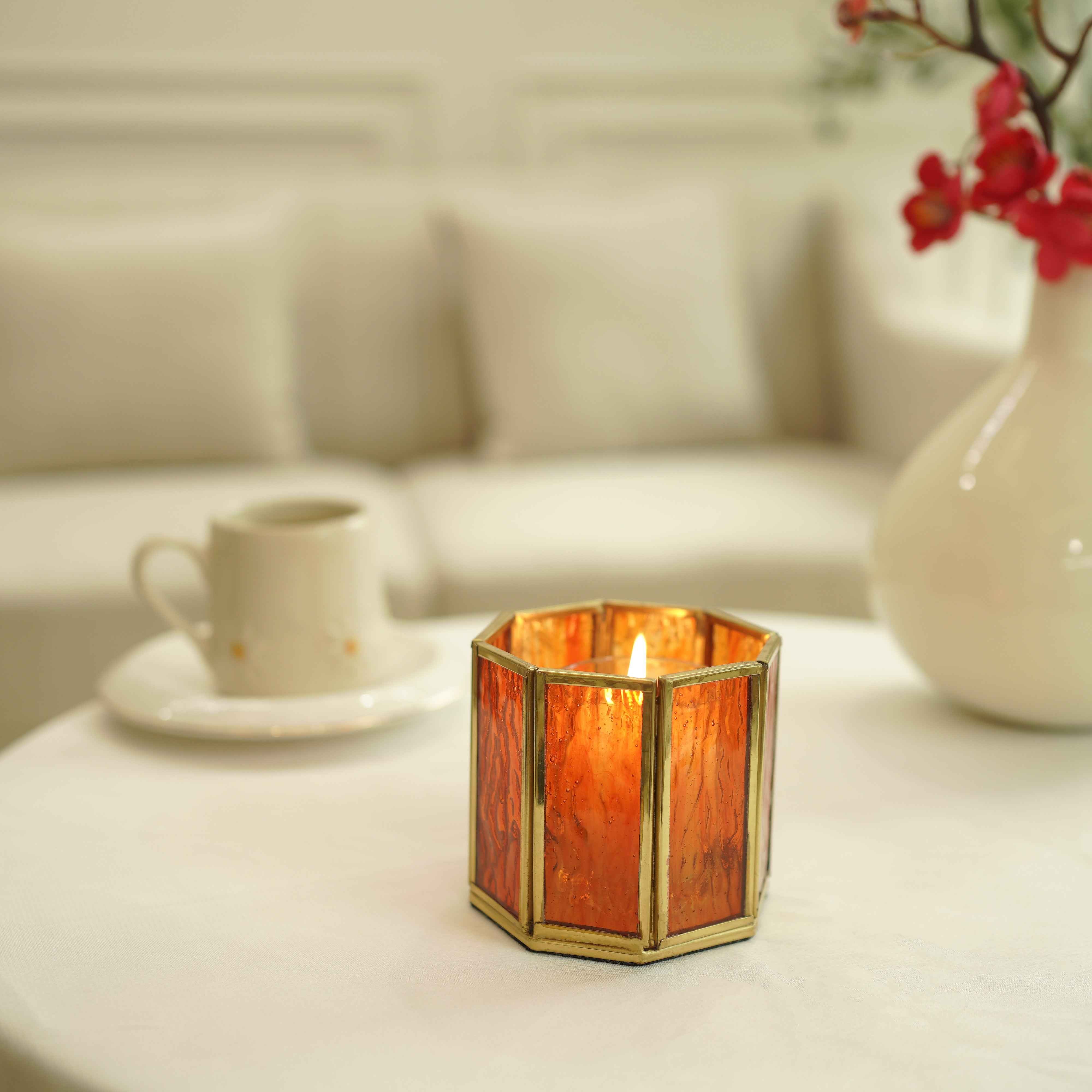 Orange Glass Votive Holder