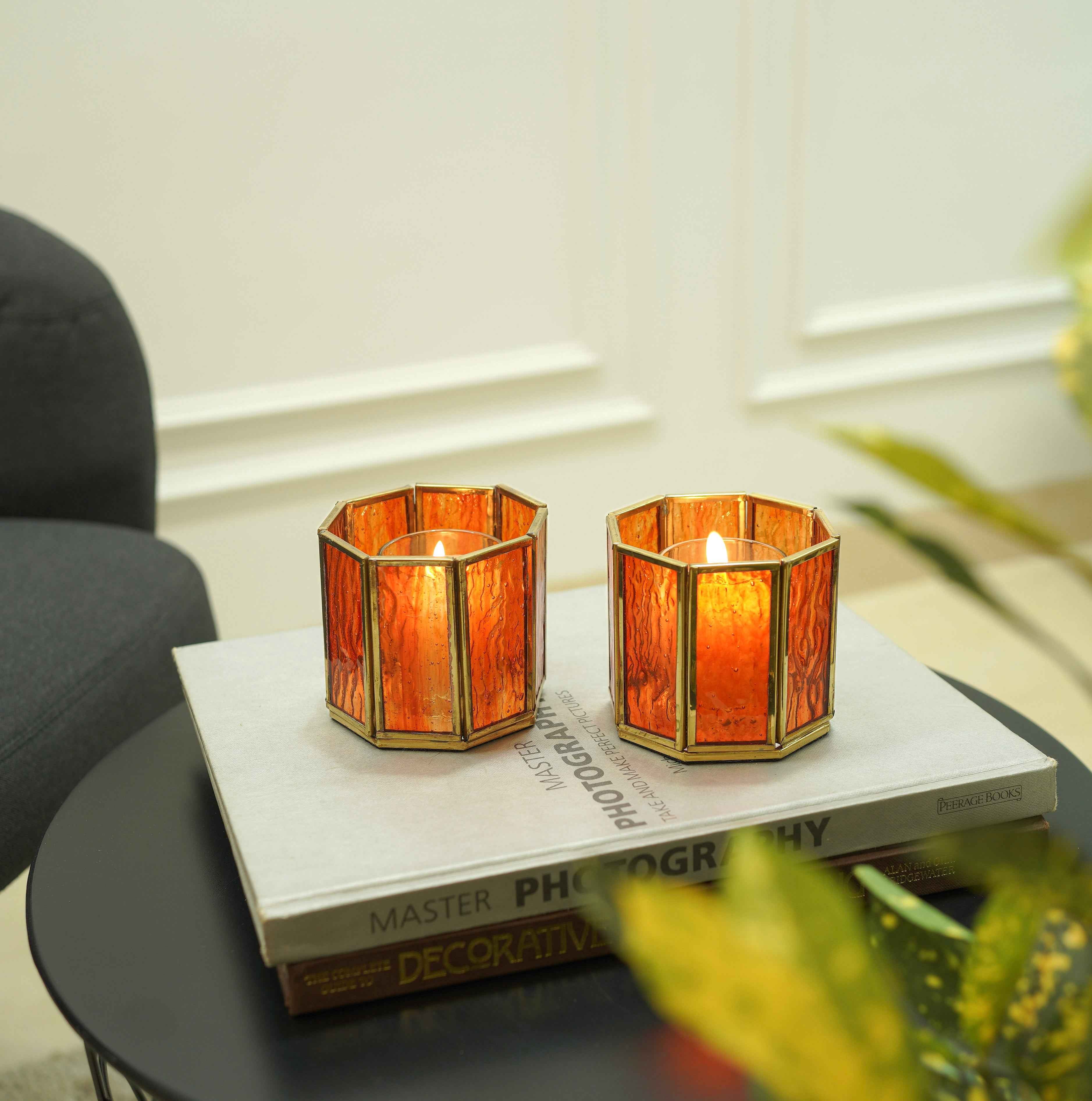 Orange Glass Votive Holder