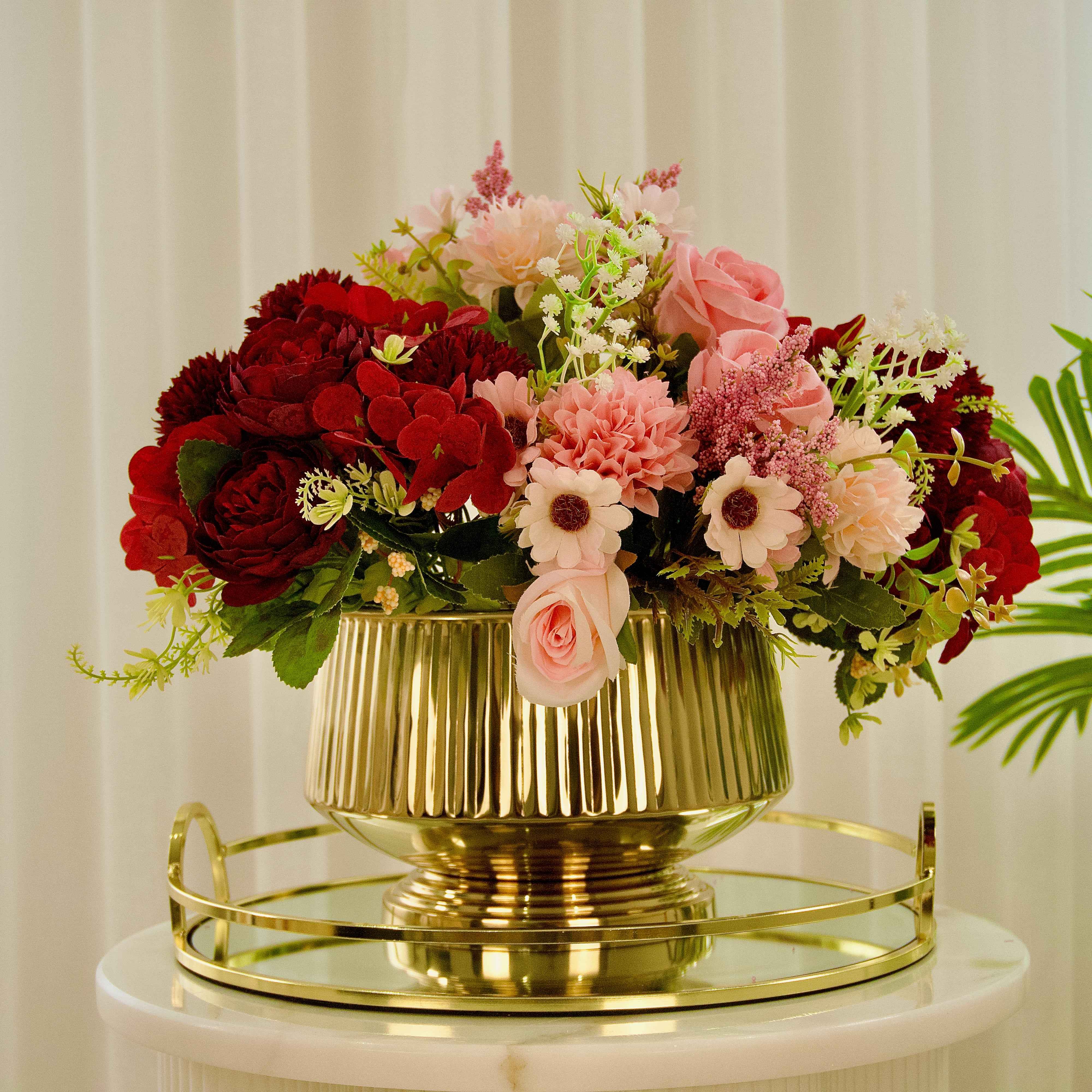 Pedestal Fluted Metal Planter