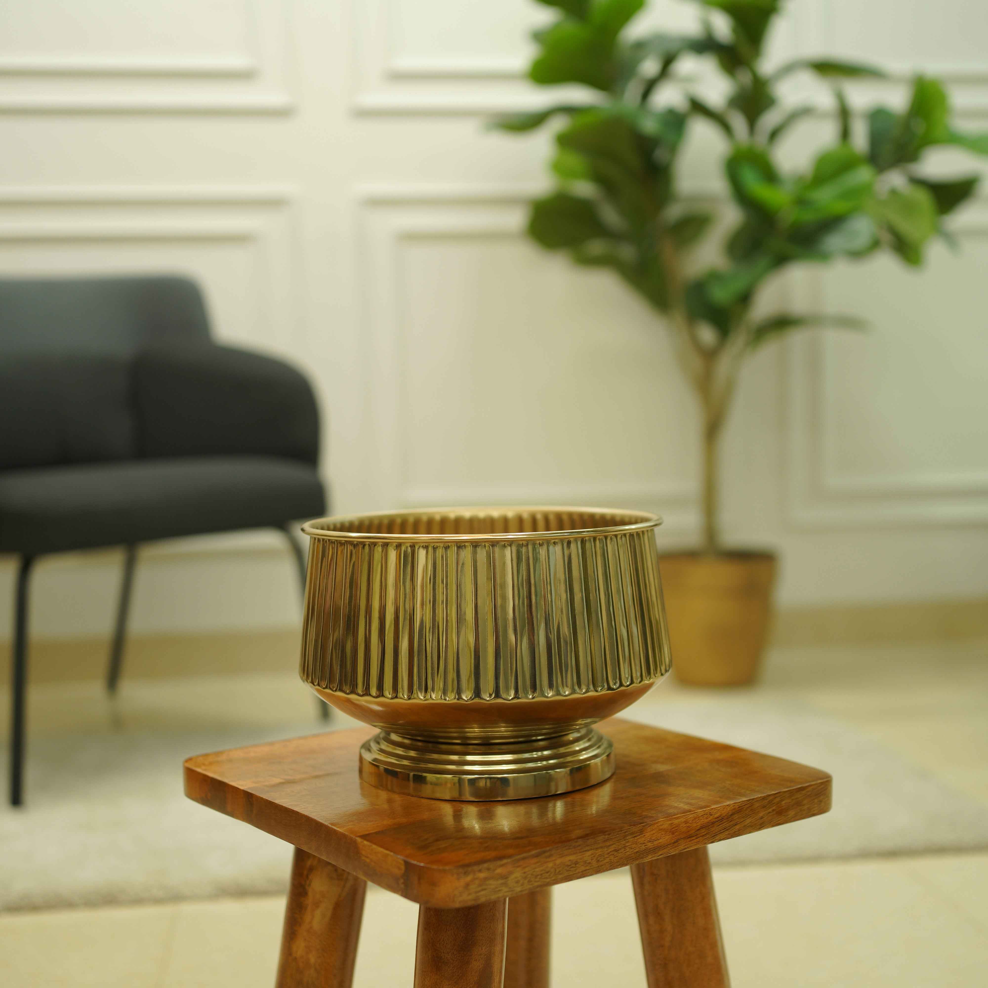 Pedestal Fluted Metal Planter
