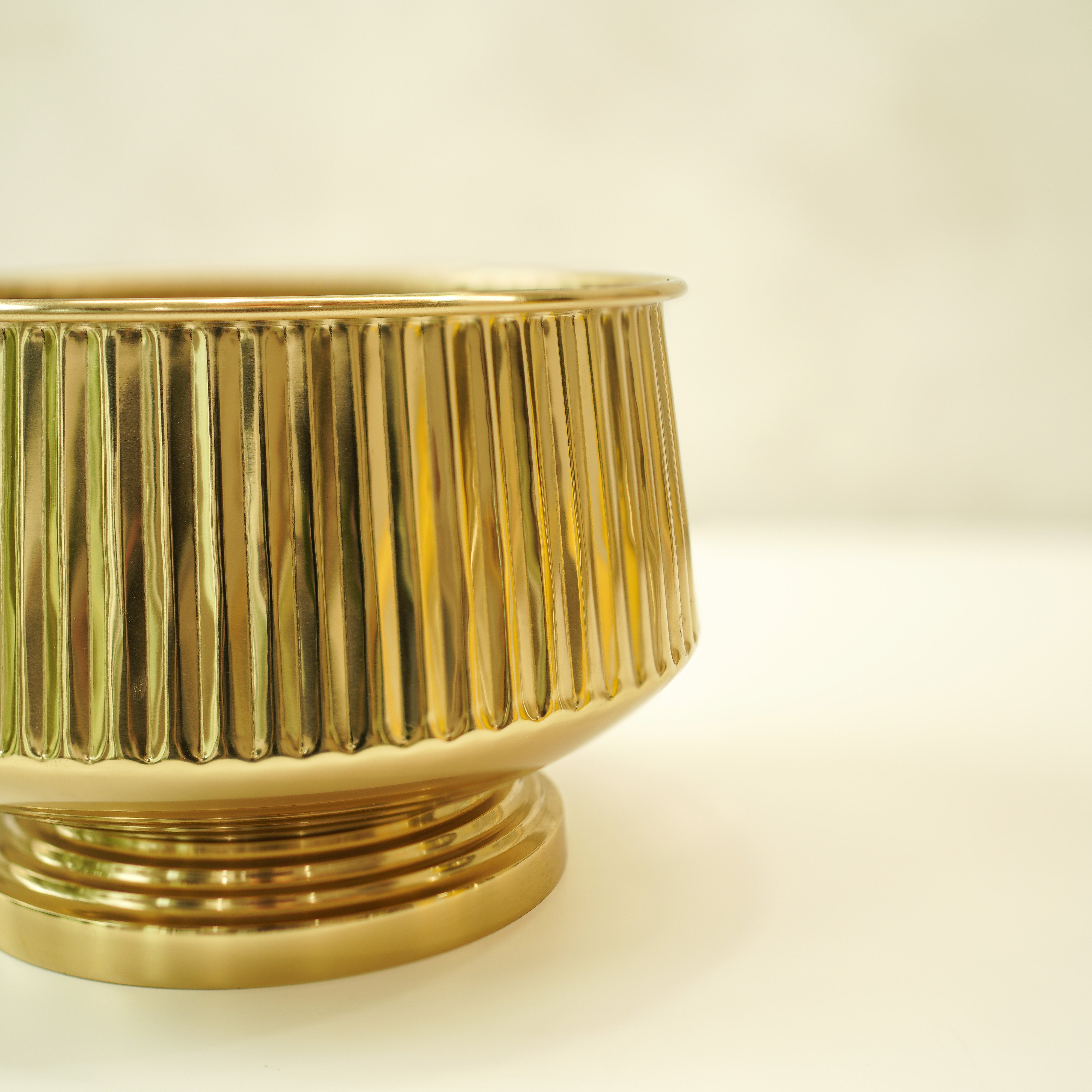 Pedestal Fluted Metal Planter