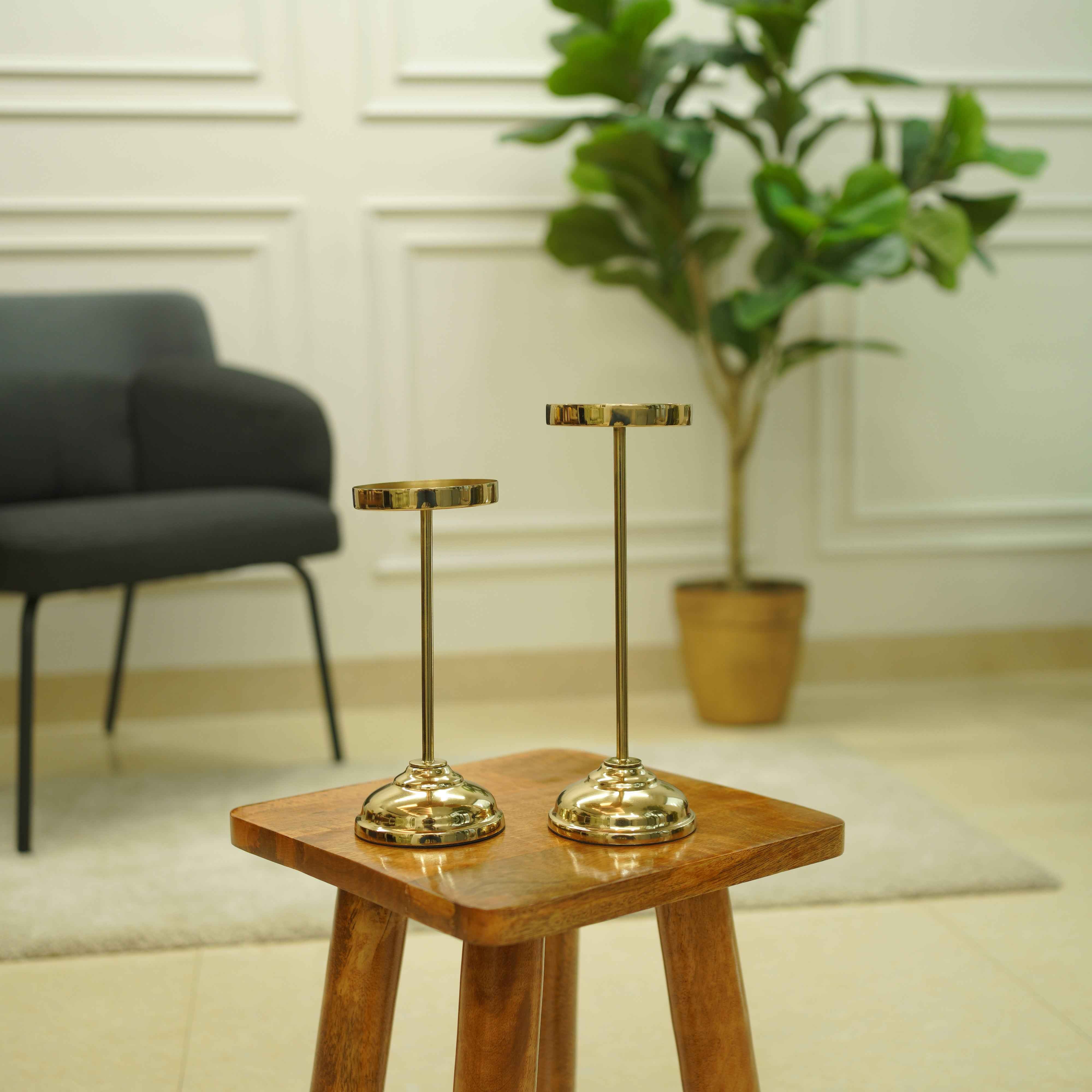 Pillar Candle Holder Set | Gold