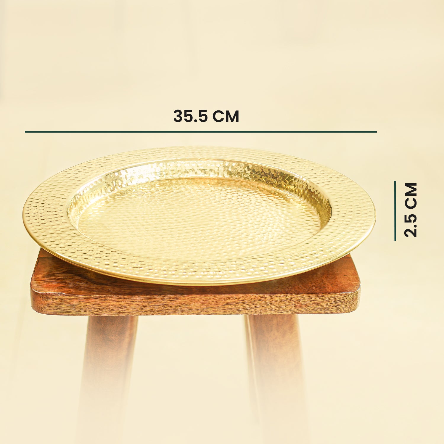 Metal Hammered Platter | Gold